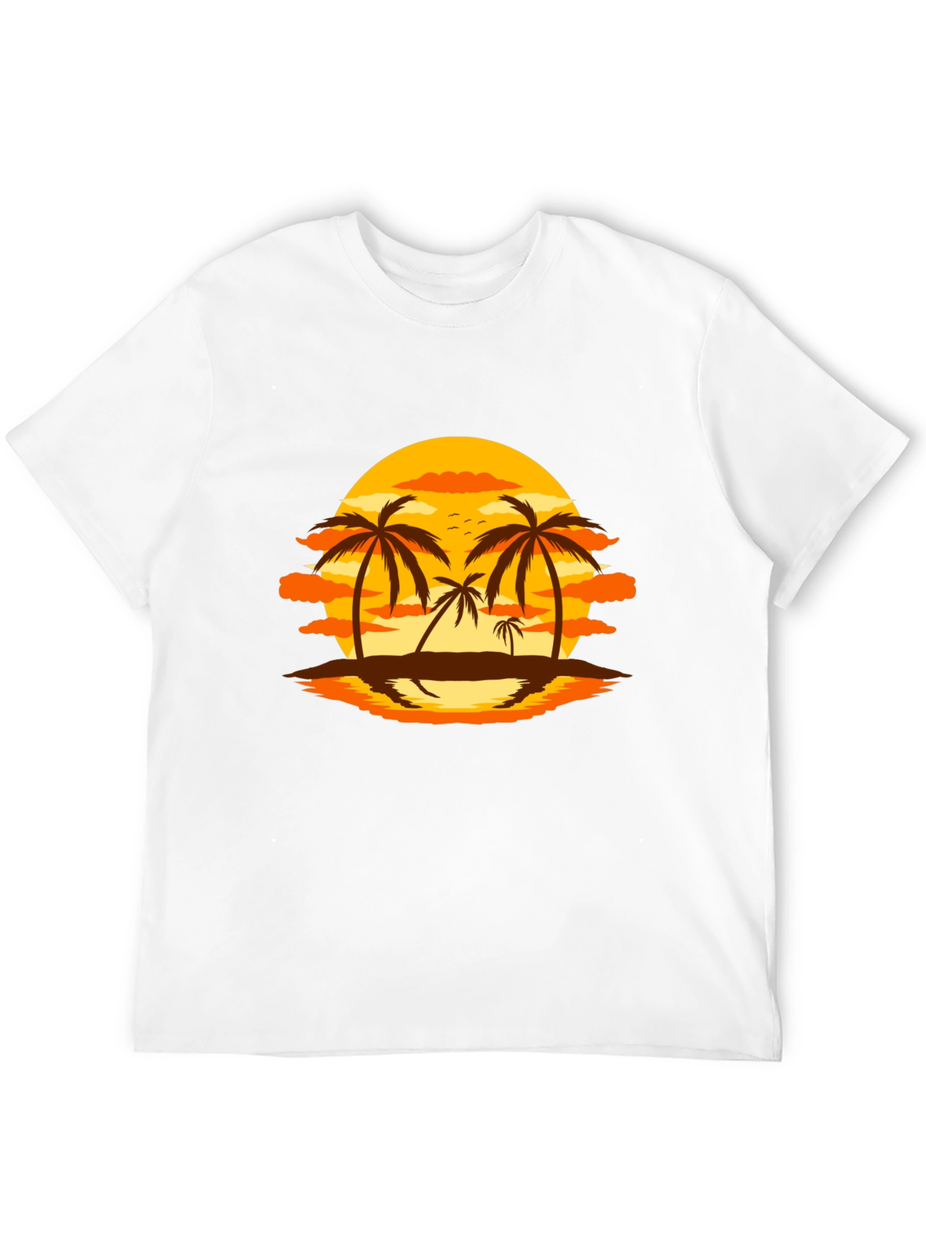 Sunset Palm Tree Graphic Black T-Shirt