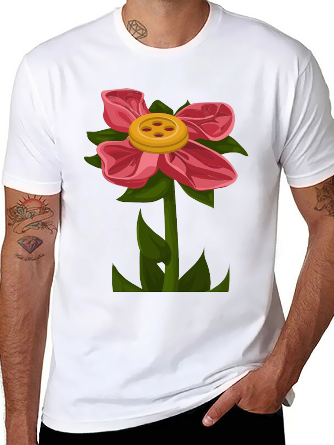 Flower Power T-Shirt - Fun Button Flower Design!
