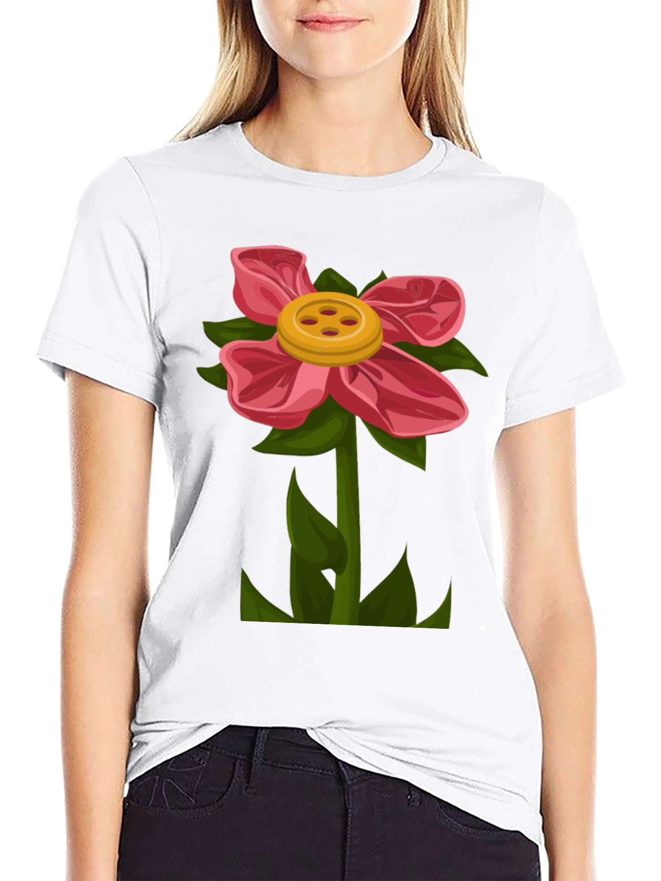 Flower Power T-Shirt - Fun Button Flower Design!