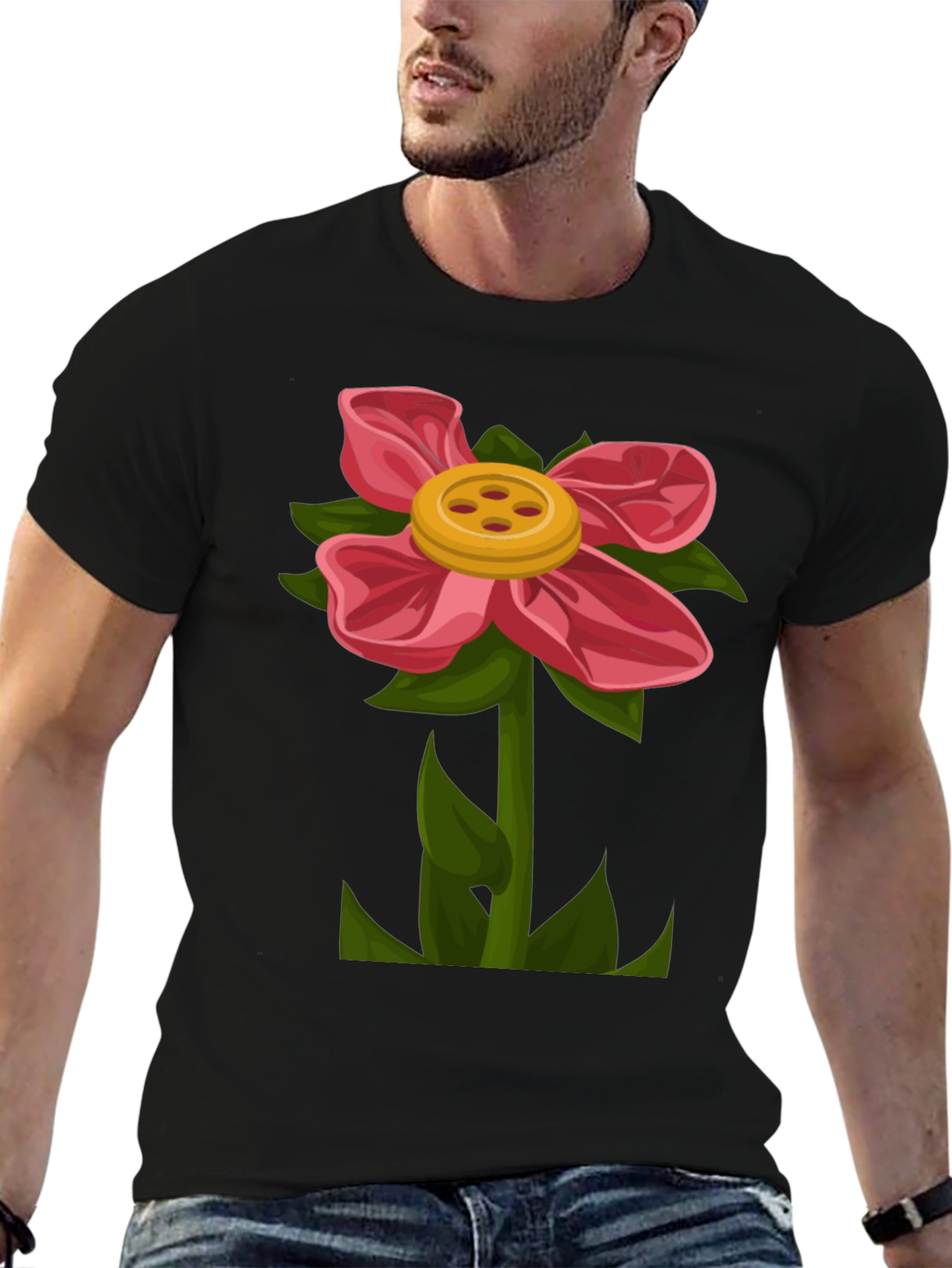 Flower Power T-Shirt - Fun Button Flower Design!