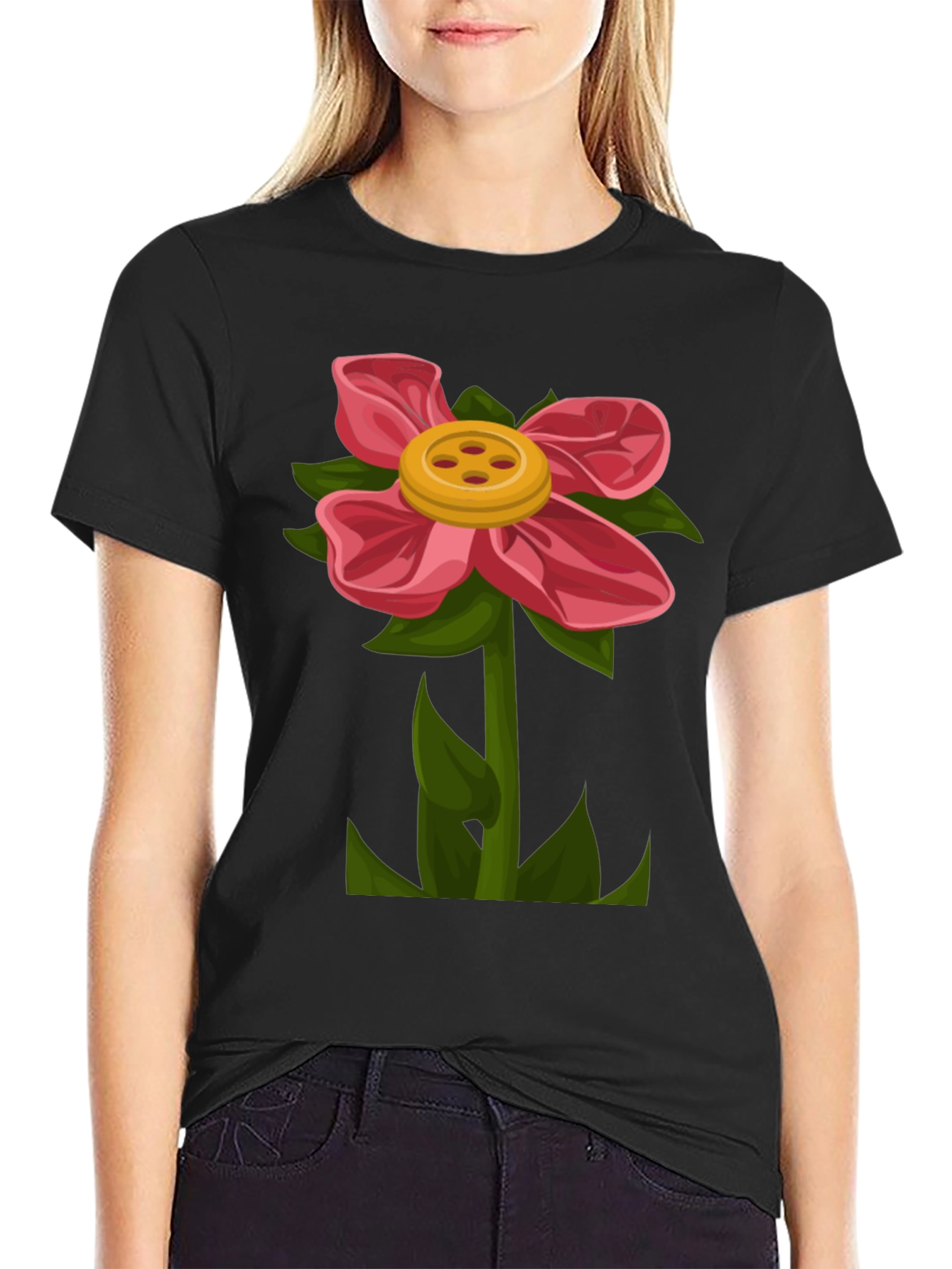 Flower Power T-Shirt - Fun Button Flower Design!