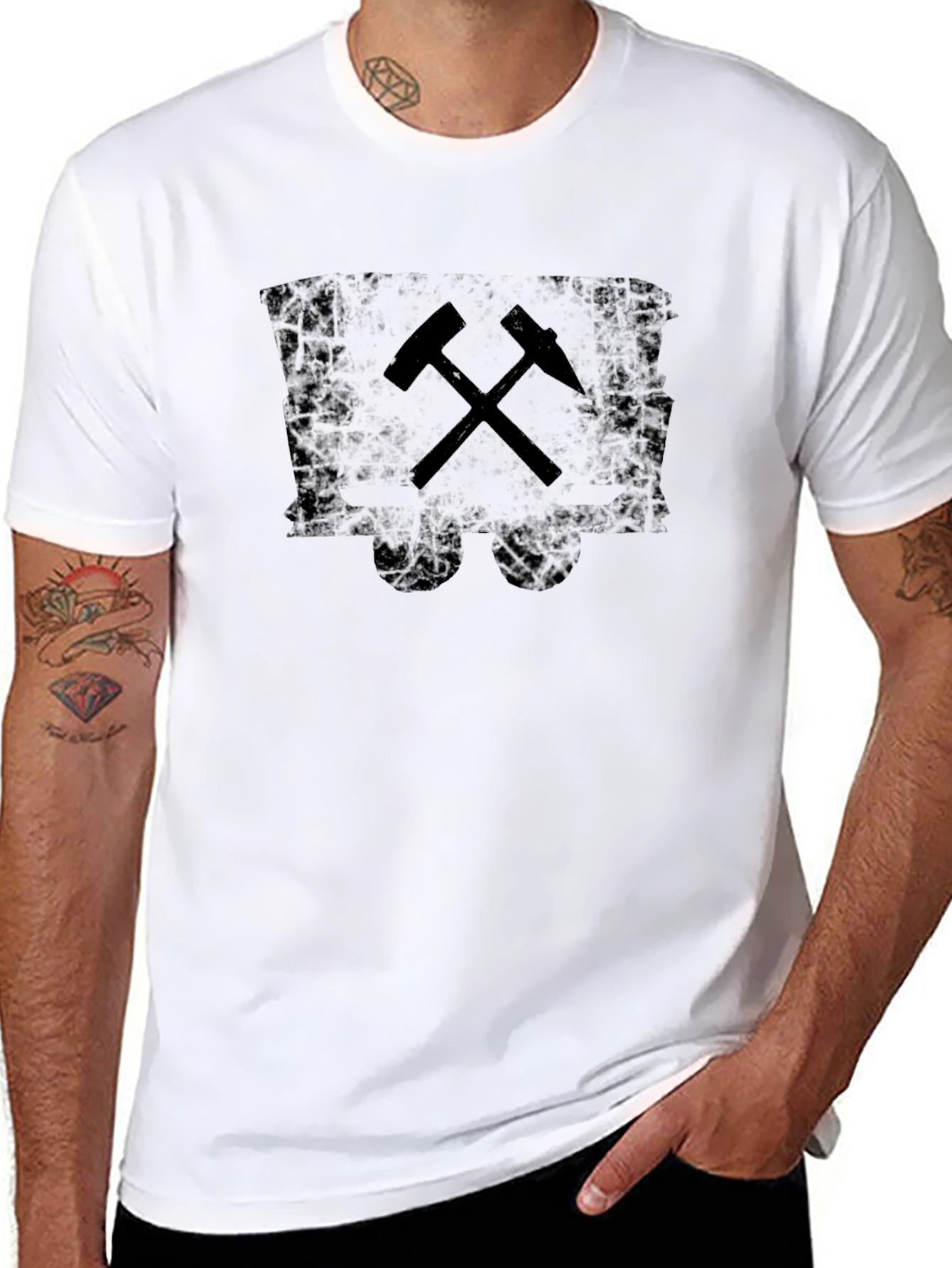 Miners Hammer T-Shirt - Black Crew Neck Tee