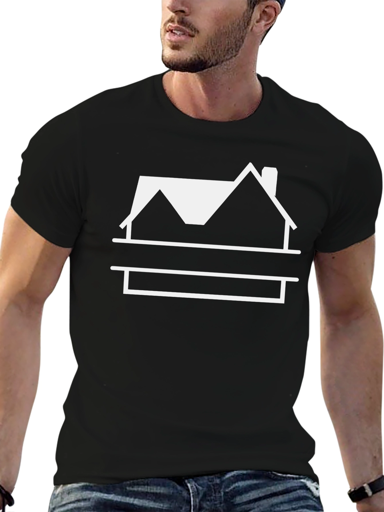Customizable House Graphic T-Shirt - Black