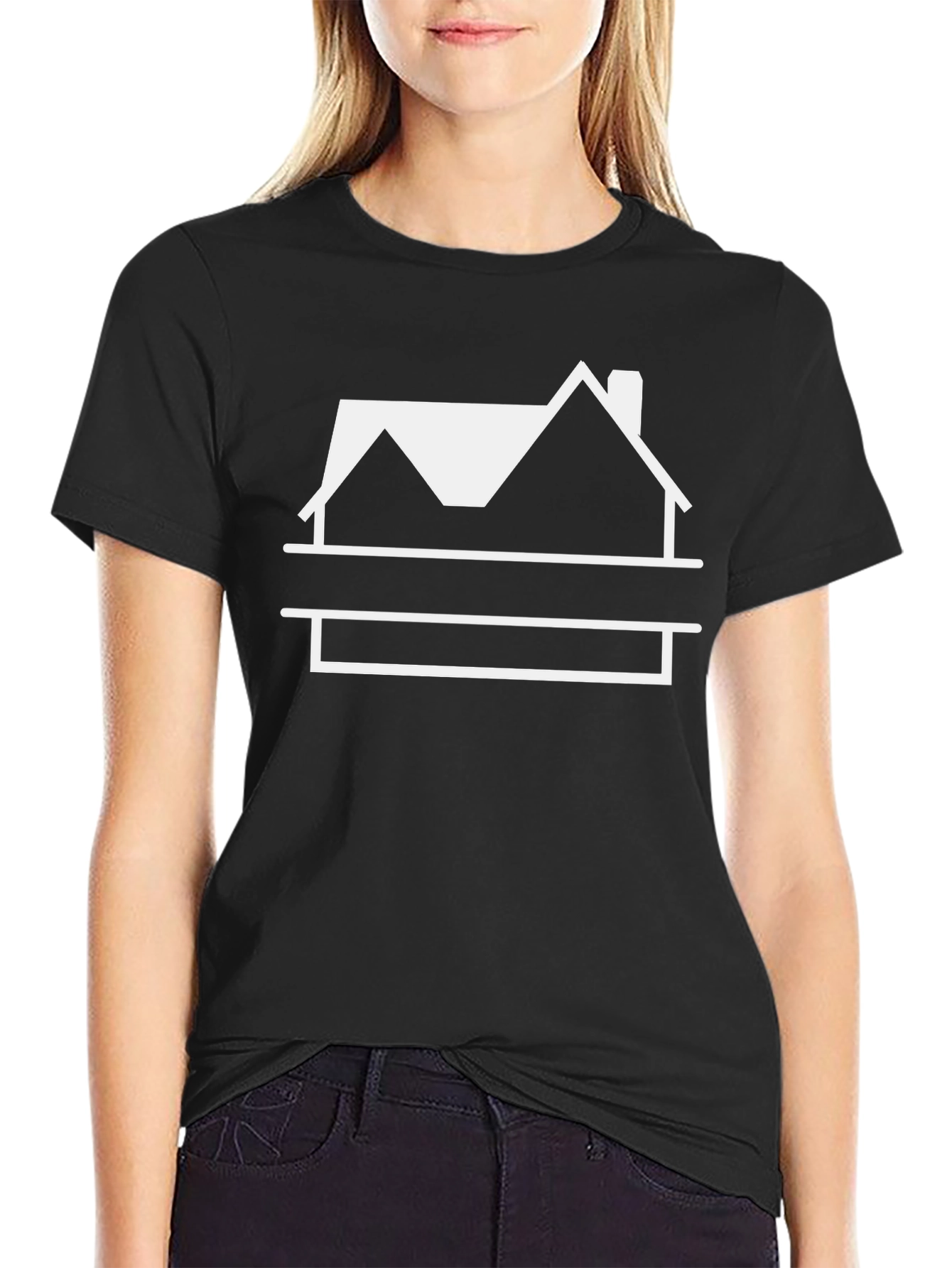 Customizable House Graphic T-Shirt - Black