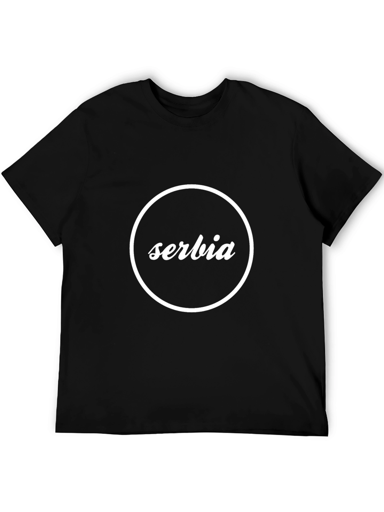 Serbia T-Shirt Black Round Design