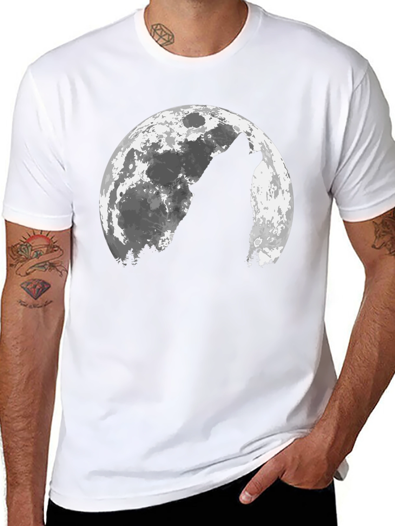 Wolf Moon Graphic T-Shirt - Mens Black Tee