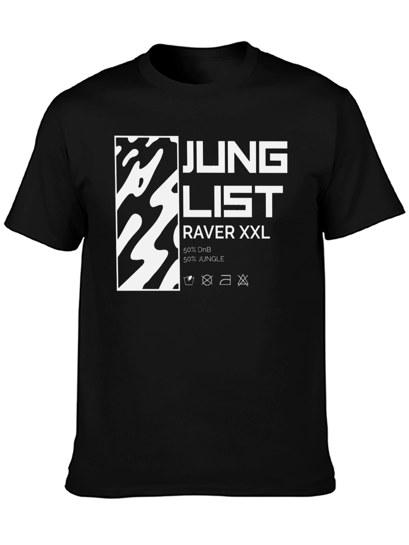 Junglist Raver XXL Black Graphic T-Shirt