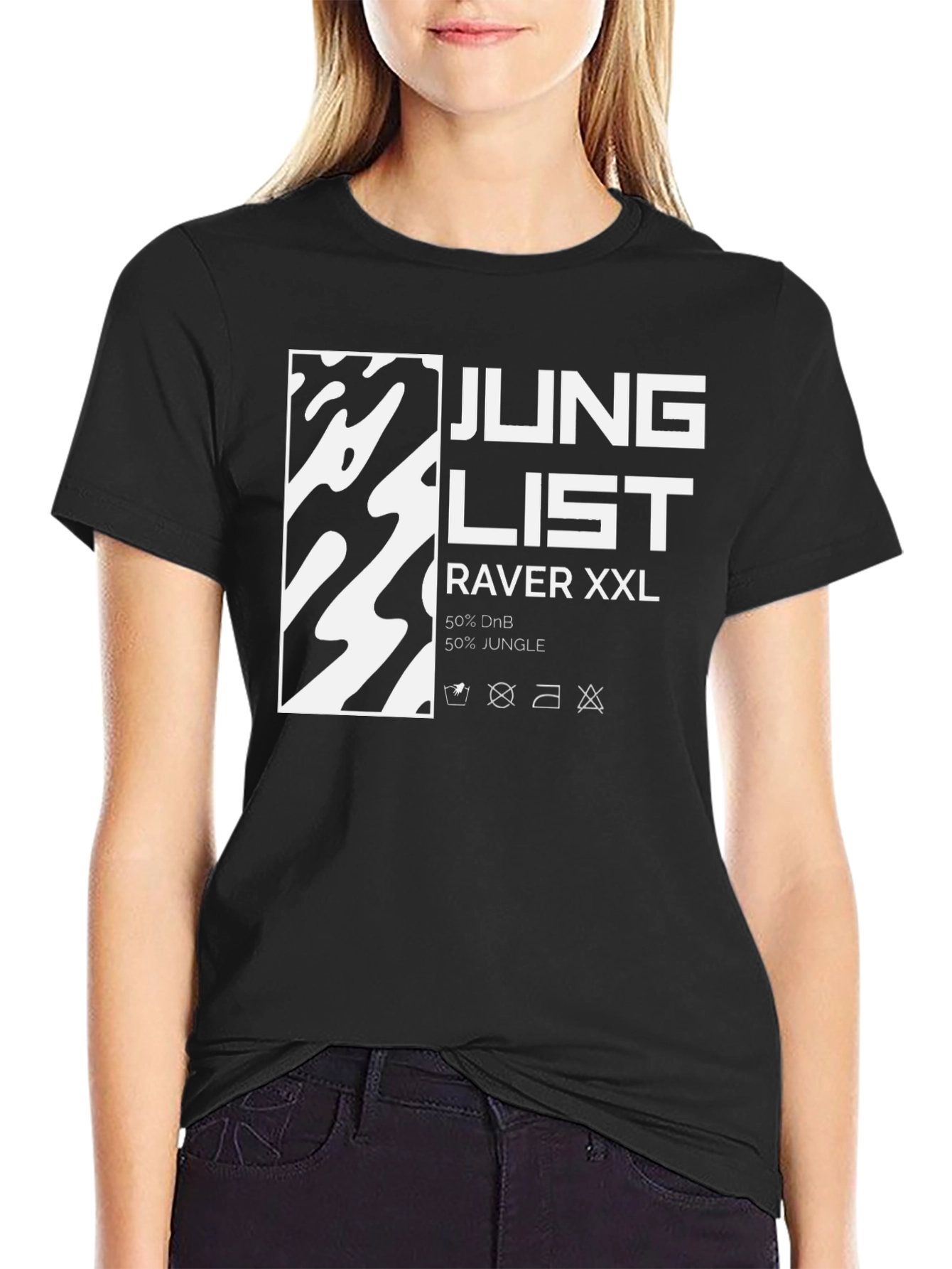 Junglist Raver XXL Black Graphic T-Shirt
