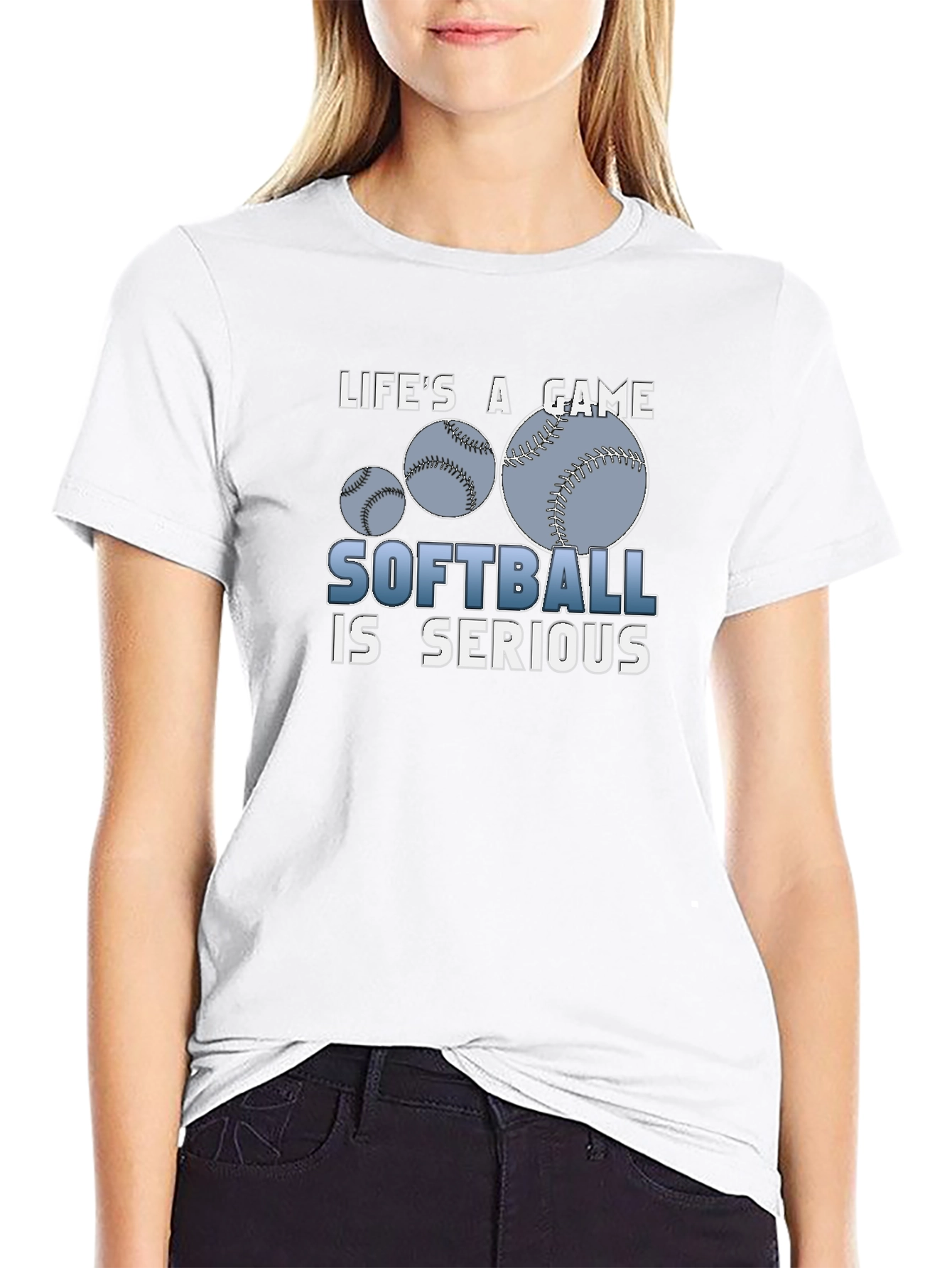 Lifes A Game Softball Is Serious Black T-Shirt