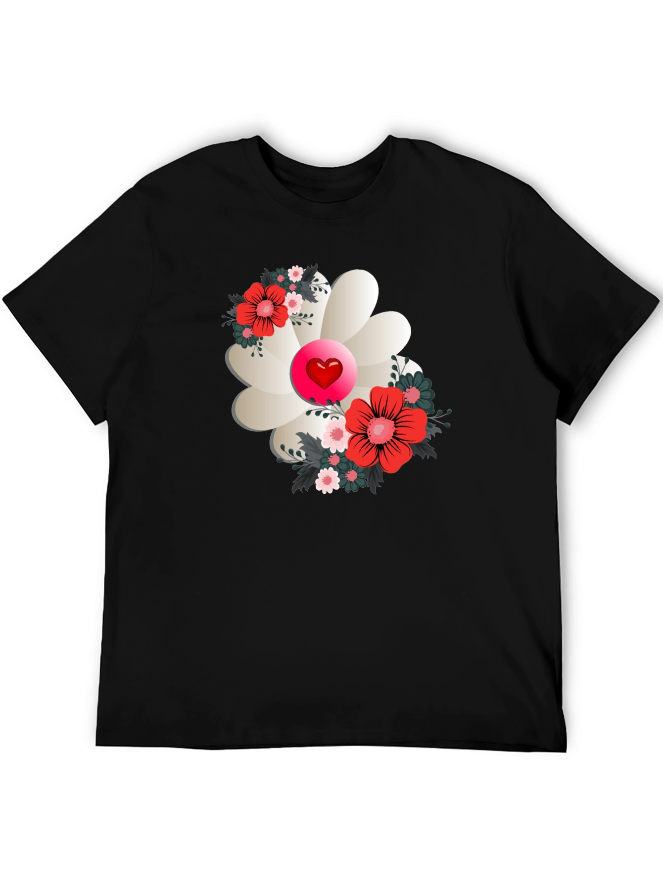 Floral Heart Tee - Stylish Graphic Print Shirt