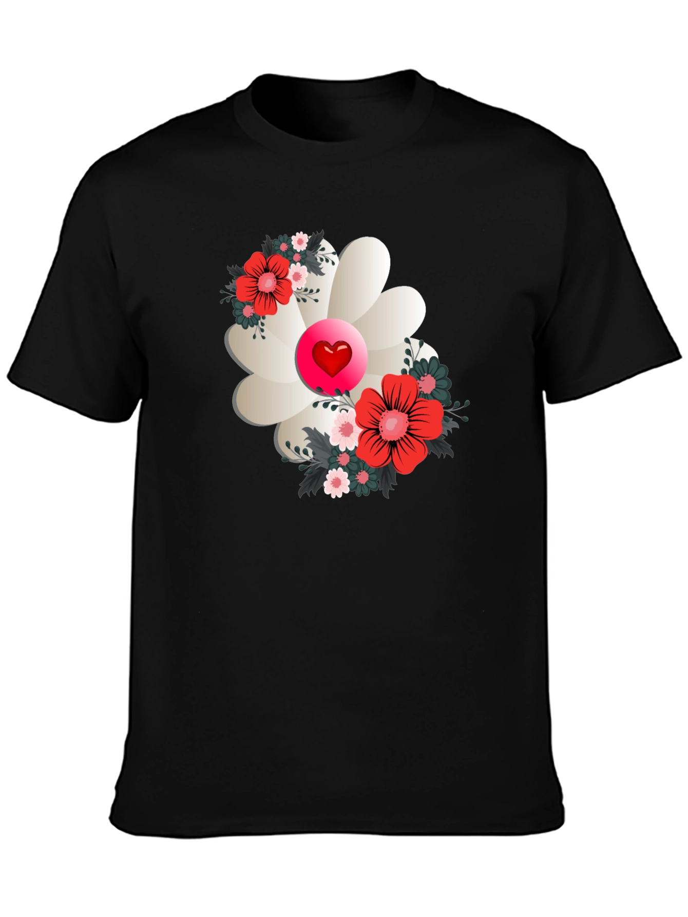 Floral Heart Tee - Stylish Graphic Print Shirt