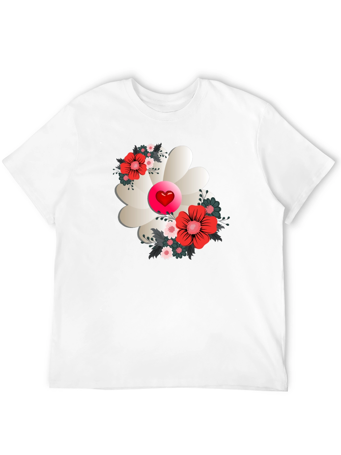 Floral Heart Tee - Stylish Graphic Print Shirt
