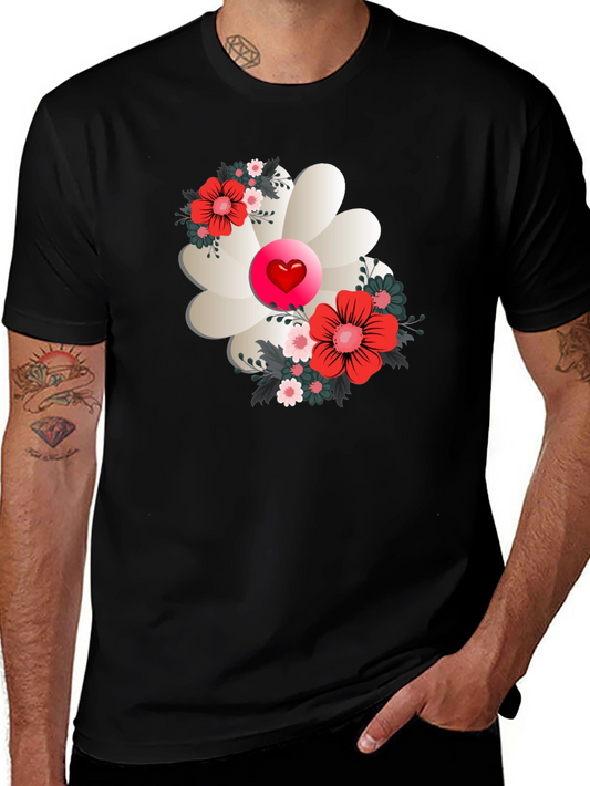 Floral Heart Tee - Stylish Graphic Print Shirt