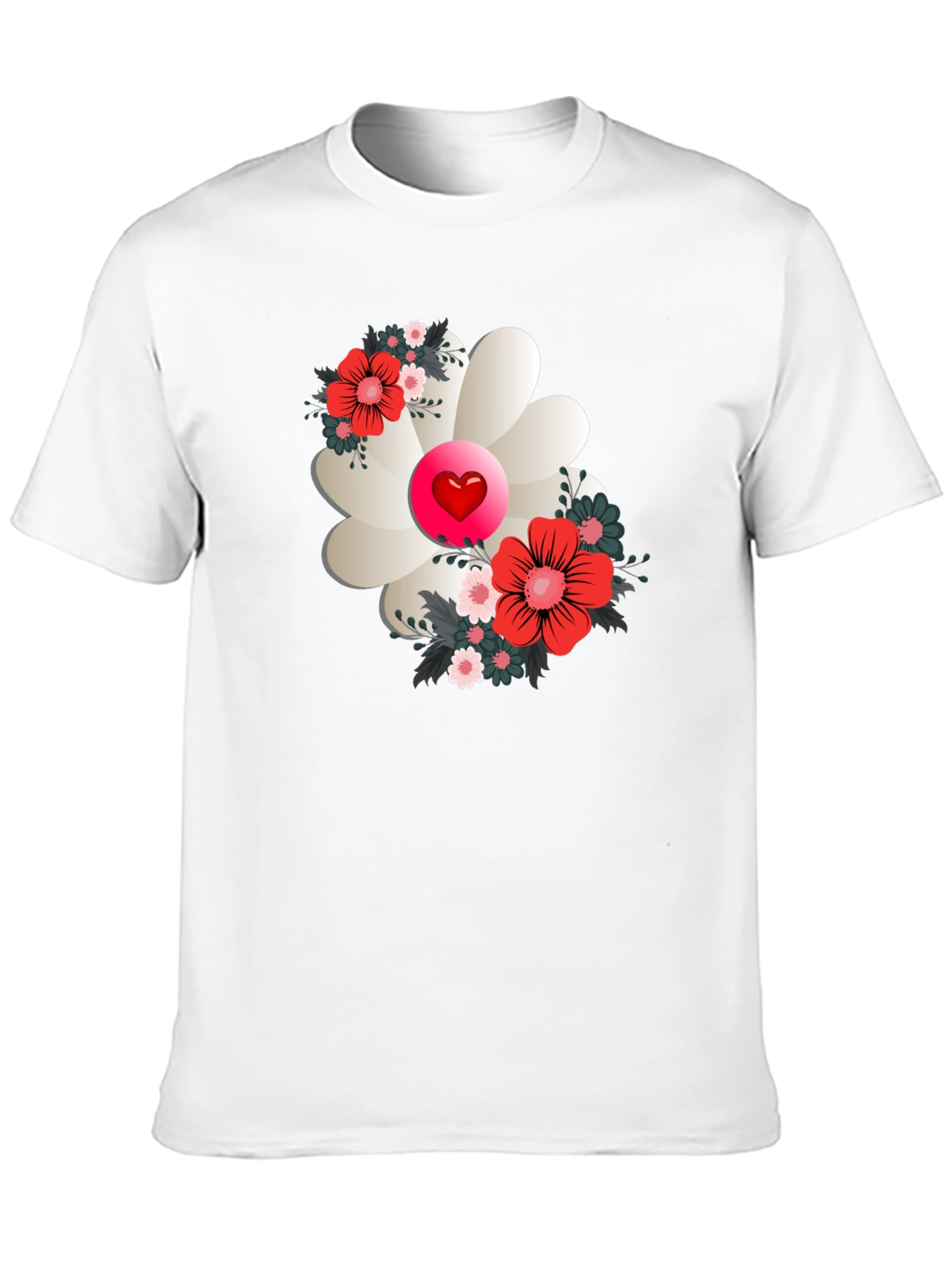 Floral Heart Tee - Stylish Graphic Print Shirt