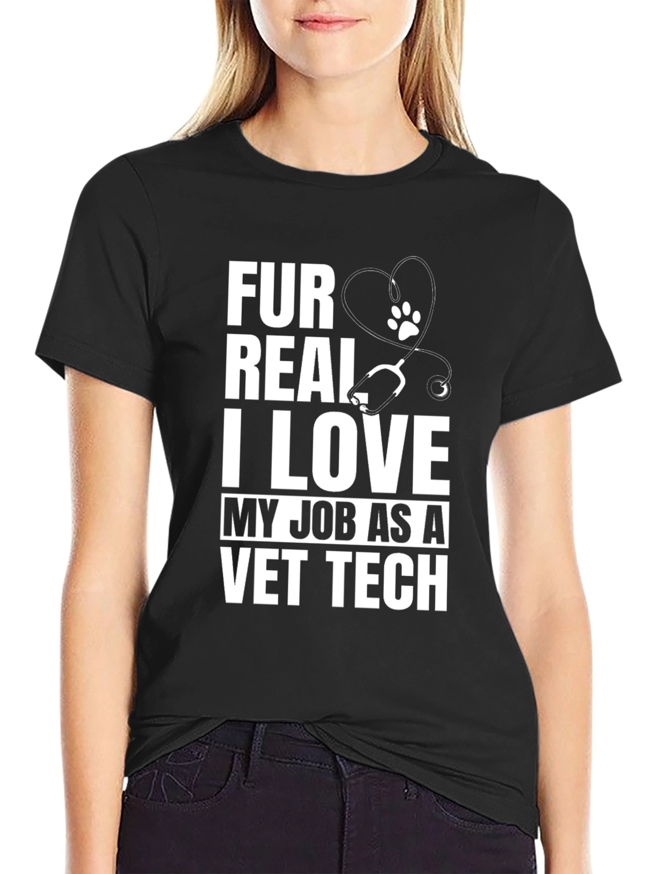 Fur Real I Love My Job Vet Tech T-Shirt