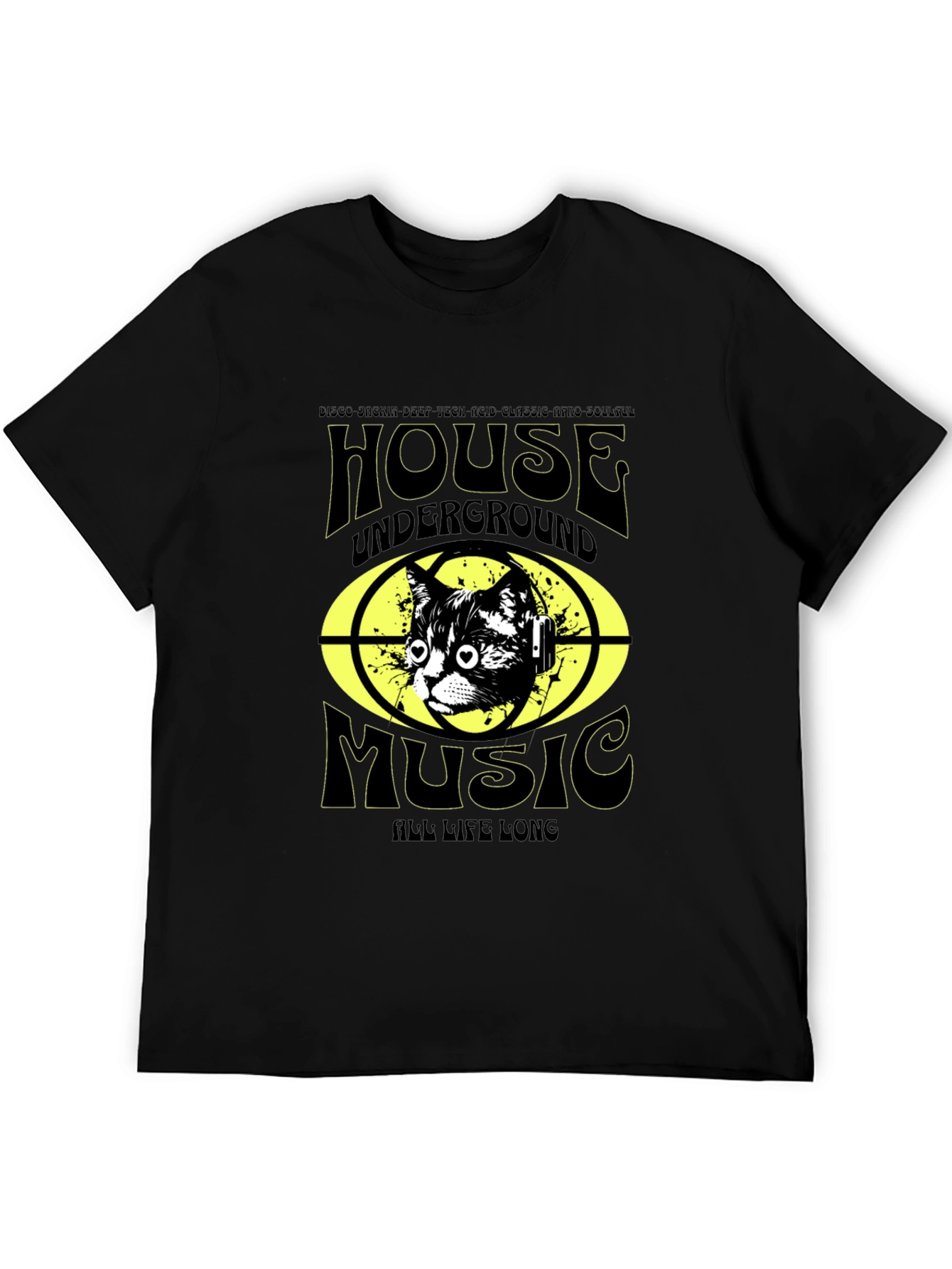House Music Cat T-Shirt - Underground DJ Style