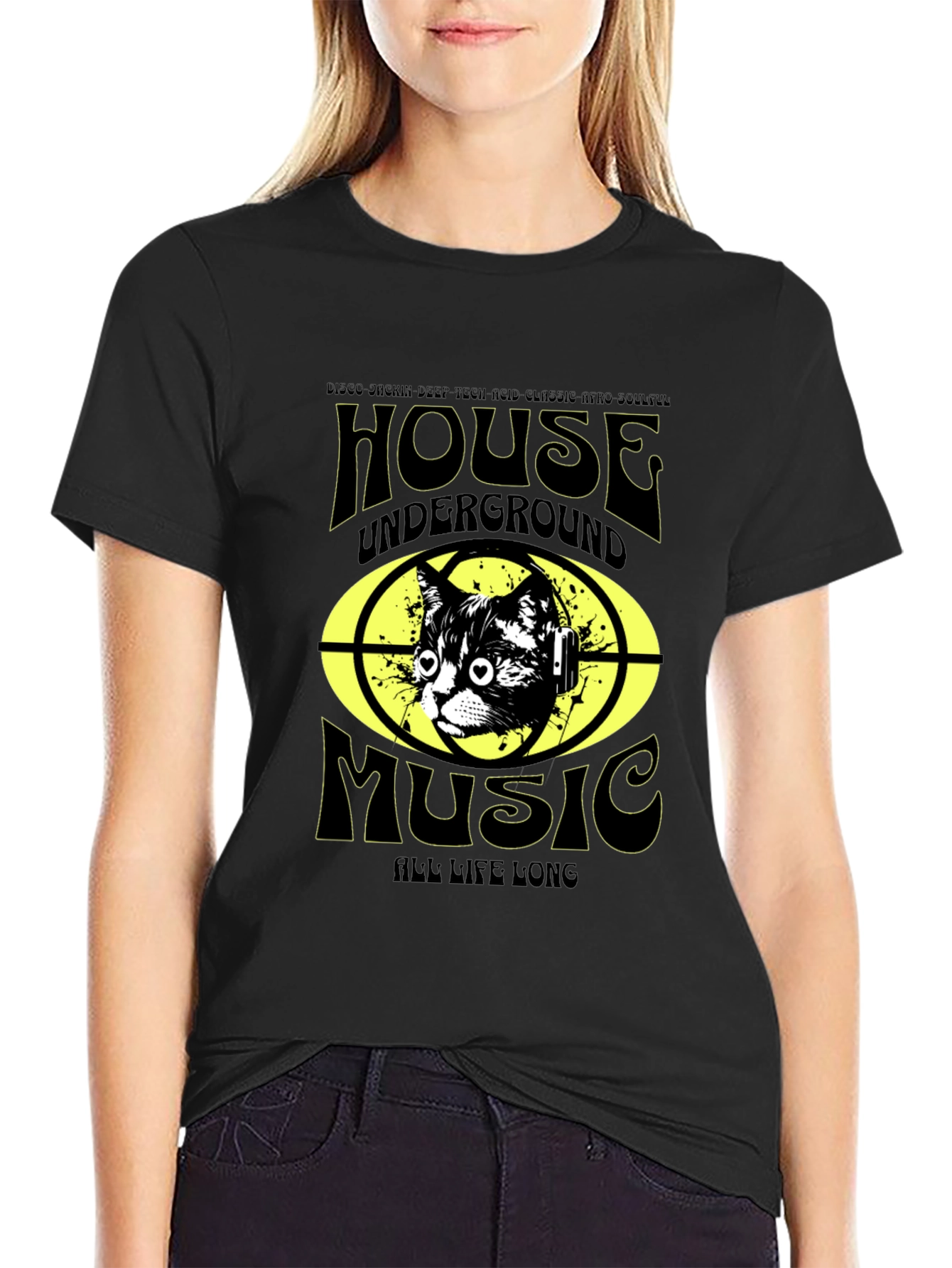 House Music Cat T-Shirt - Underground DJ Style