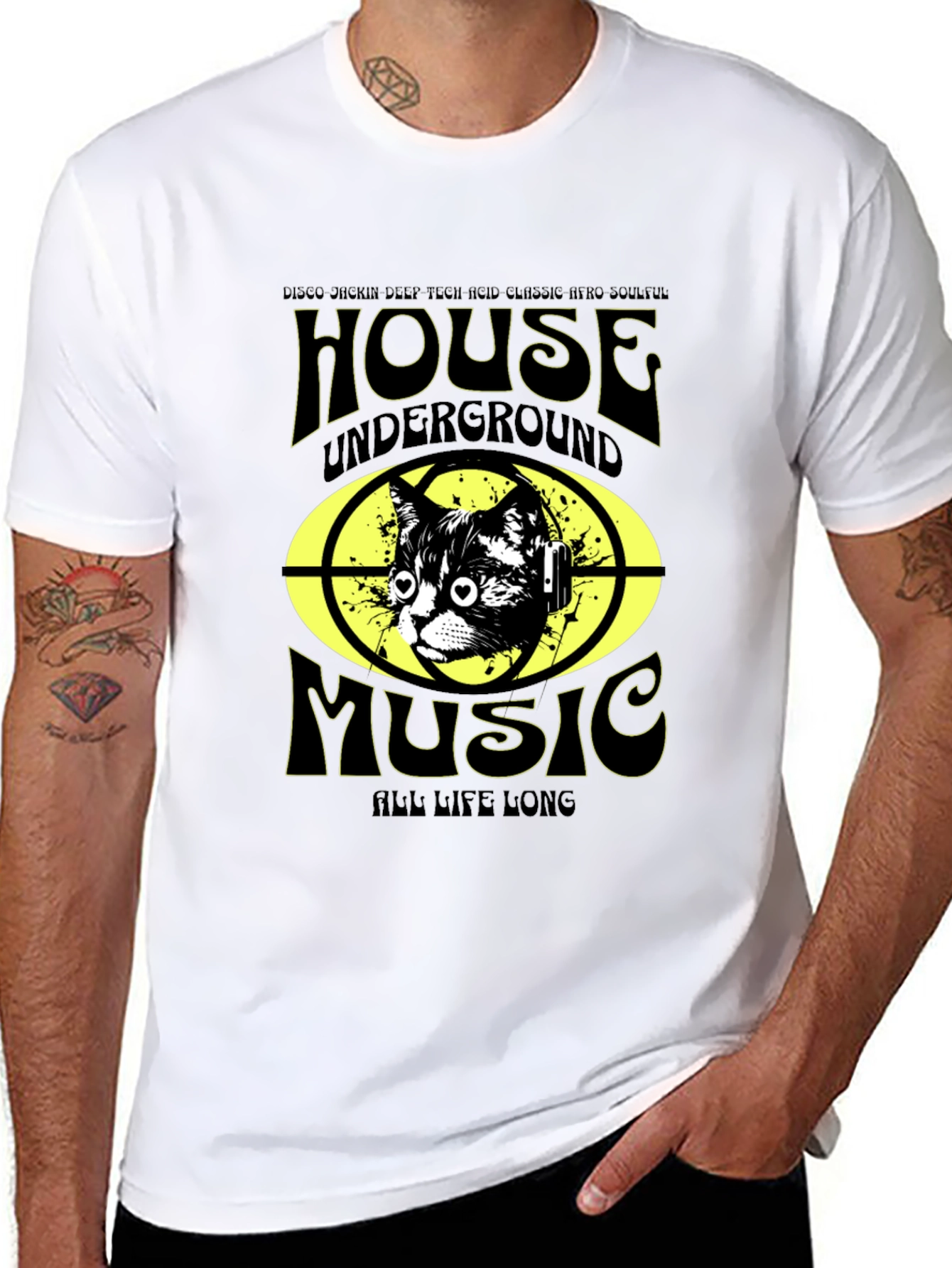 House Music Cat T-Shirt - Underground DJ Style