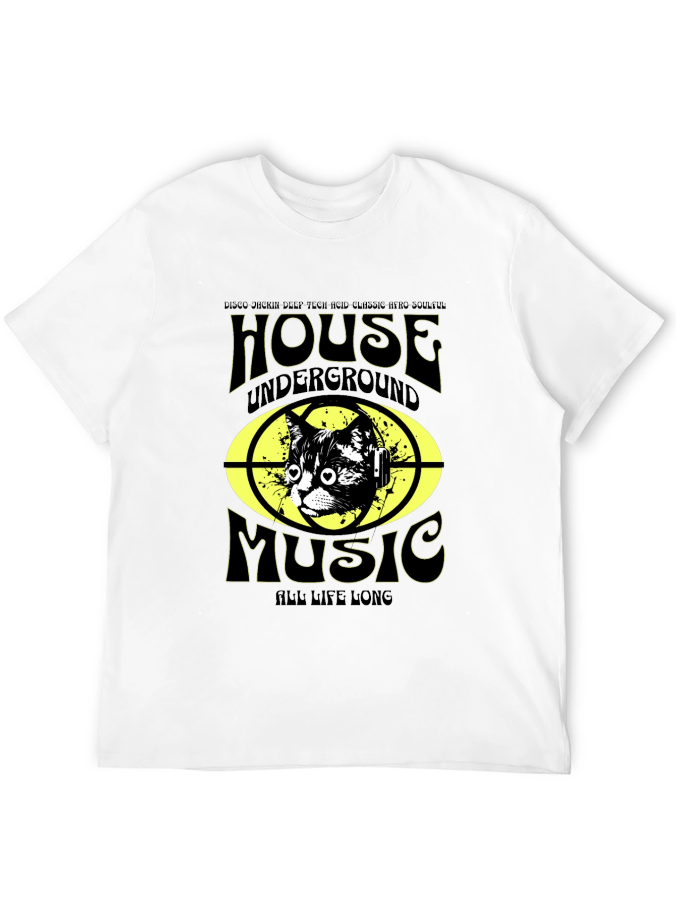 House Music Cat T-Shirt - Underground DJ Style