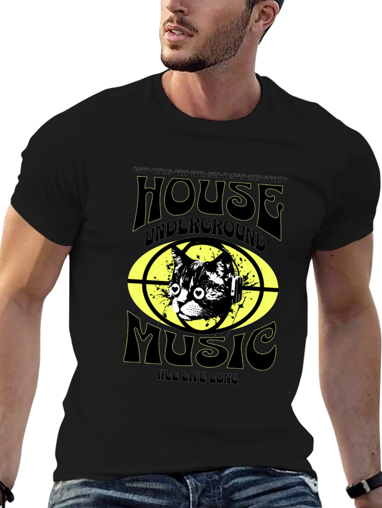 House Music Cat T-Shirt - Underground DJ Style