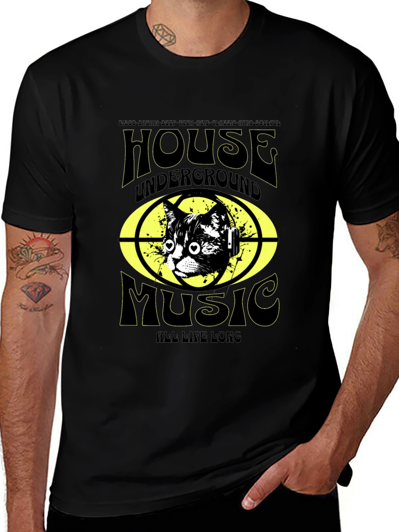 House Music Cat T-Shirt - Underground DJ Style