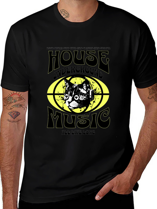House Music Cat T-Shirt - Underground DJ Style