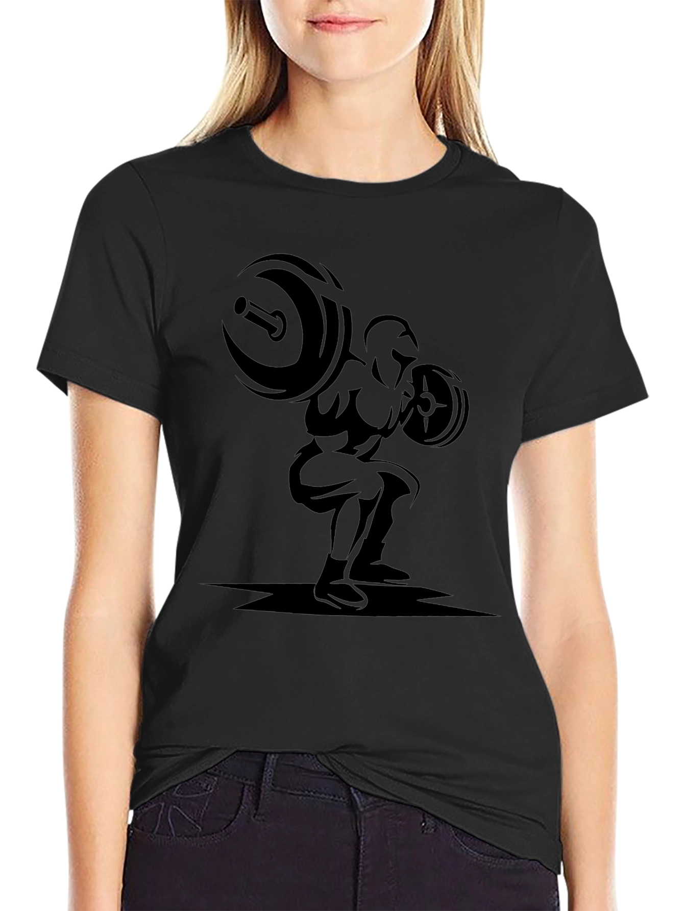 Mens Black Graphic T-Shirt - Weightlifter Design