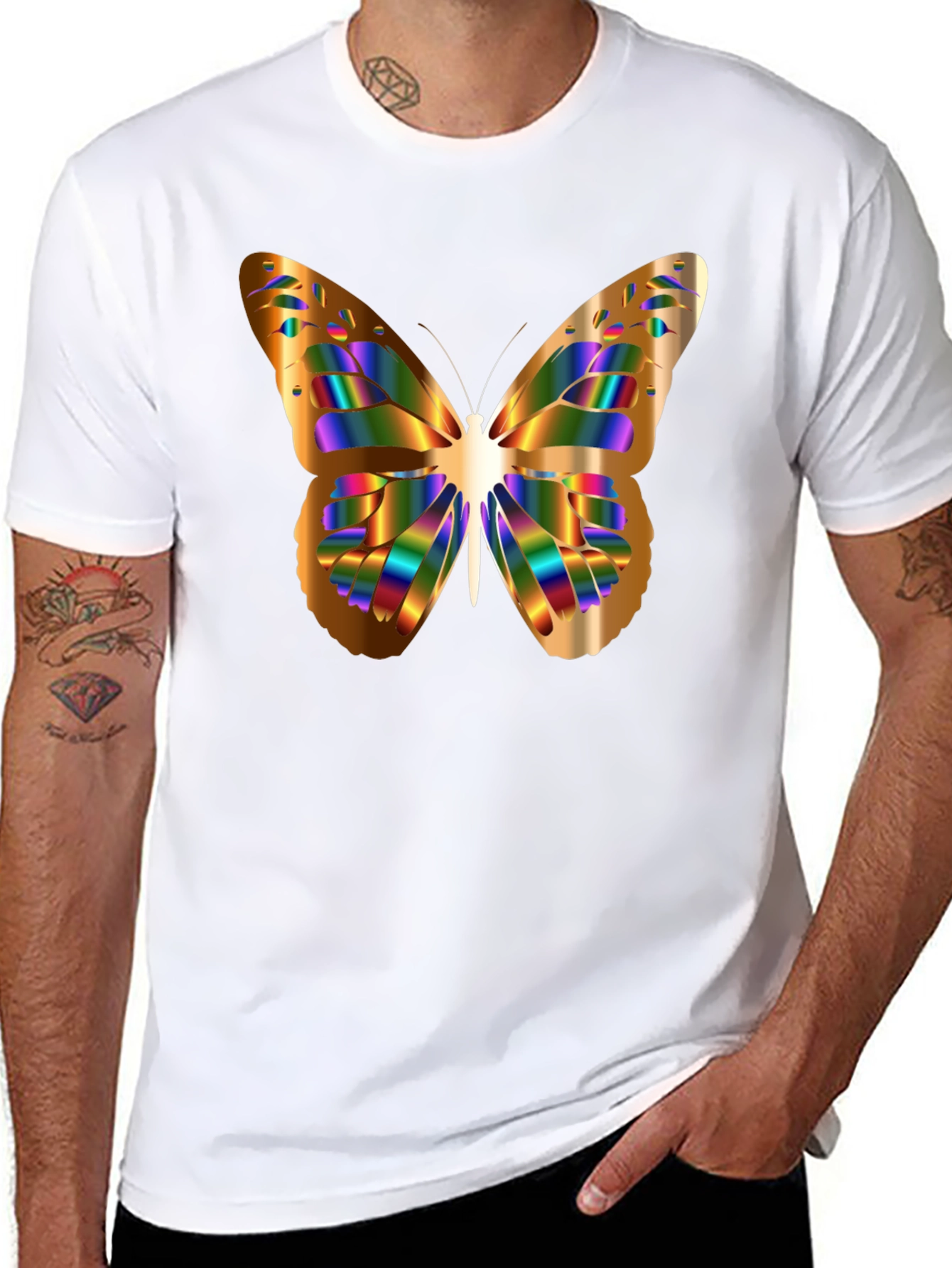 Butterfly Graphic Print Black T-Shirt