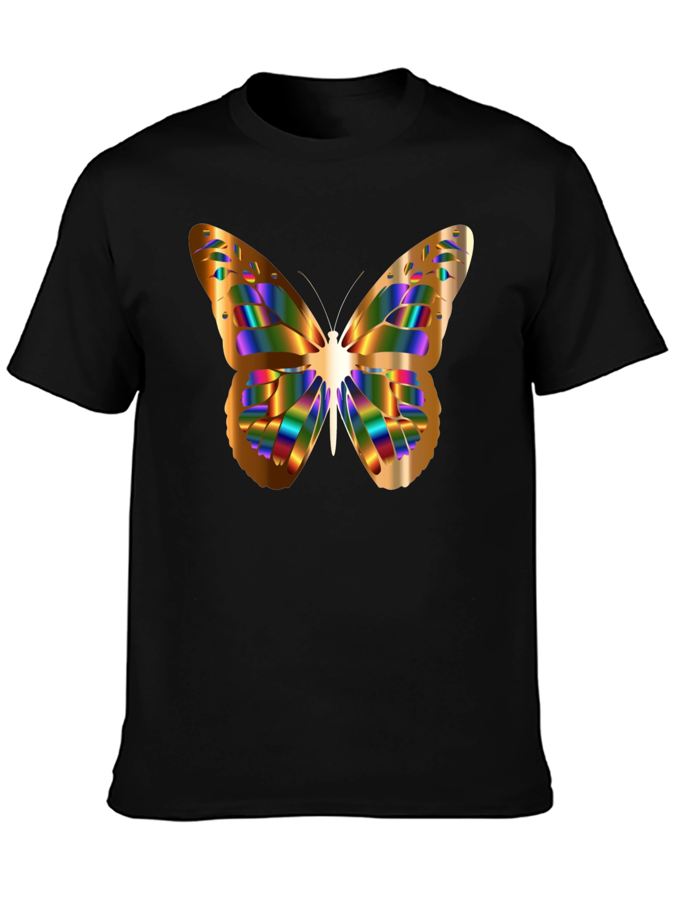 Butterfly Graphic Print Black T-Shirt