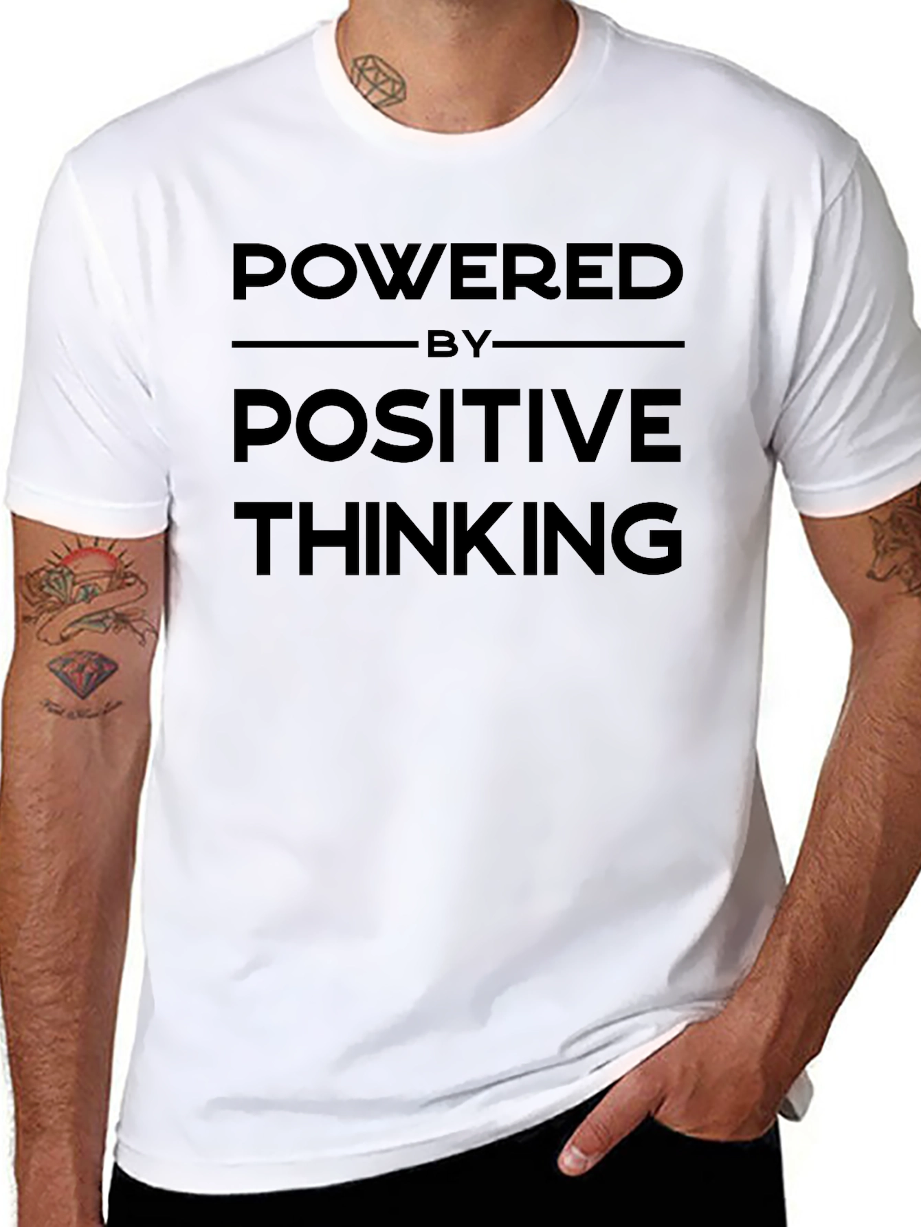 Powered by Positive Thinking Black Graphic T-Shirt