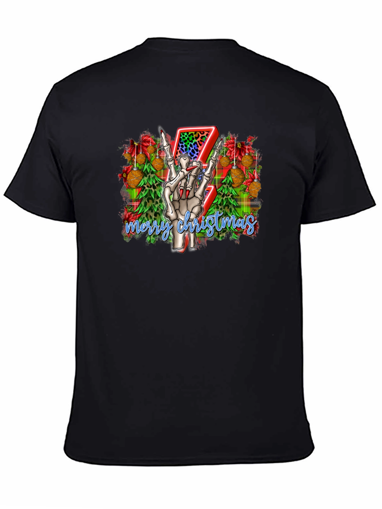 Rock On Skeleton Christmas T-Shirt