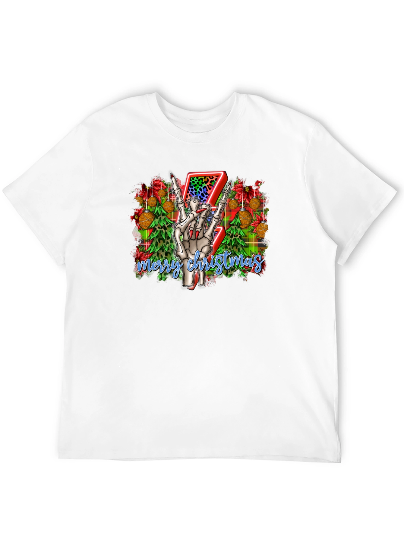 Rock On Skeleton Christmas T-Shirt