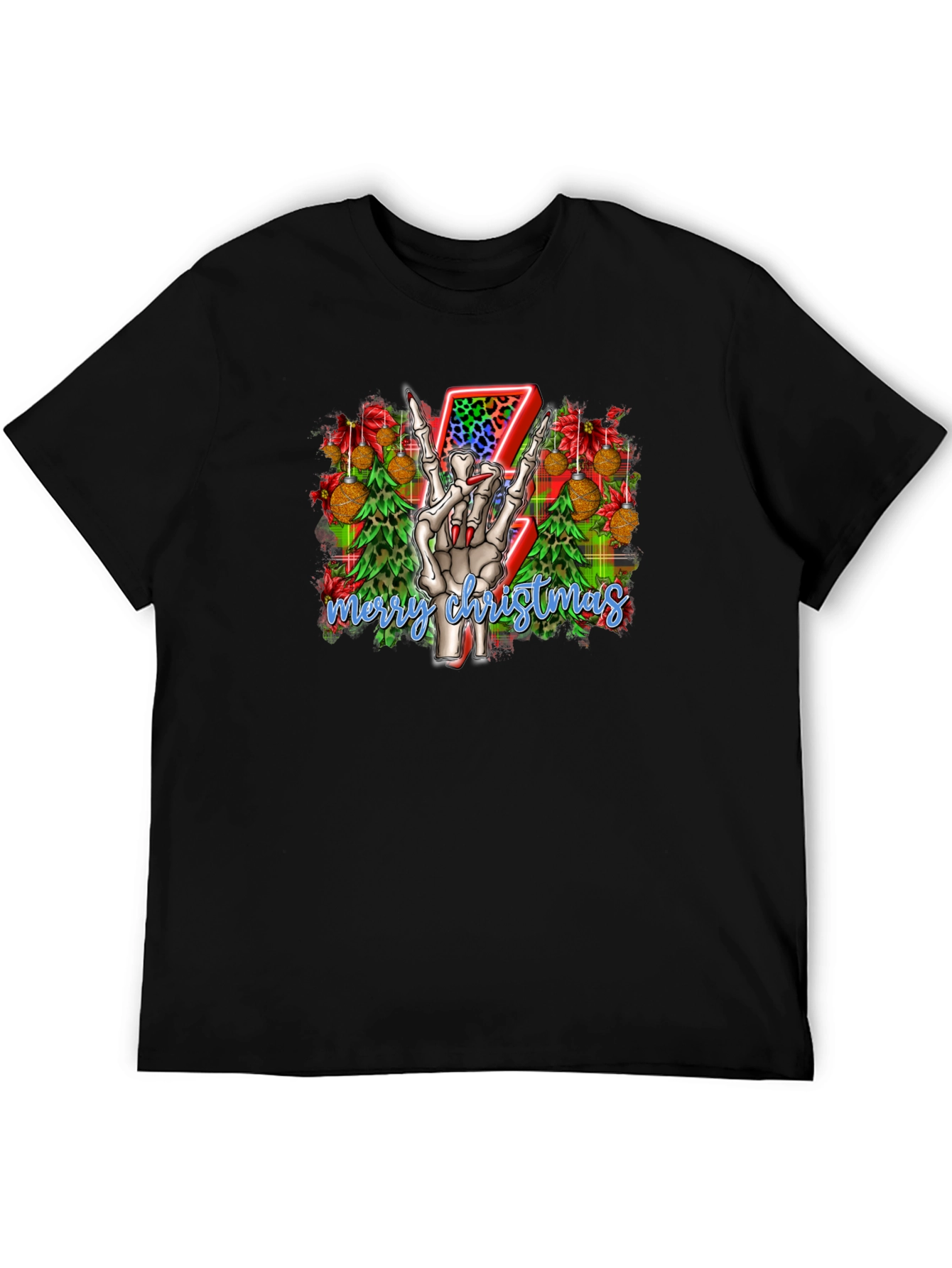 Rock On Skeleton Christmas T-Shirt