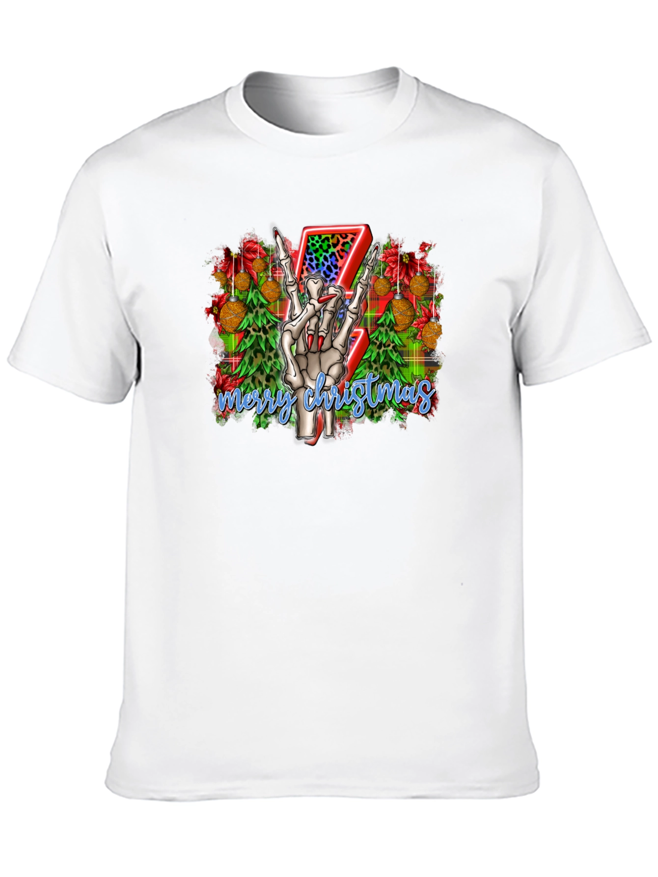 Rock On Skeleton Christmas T-Shirt