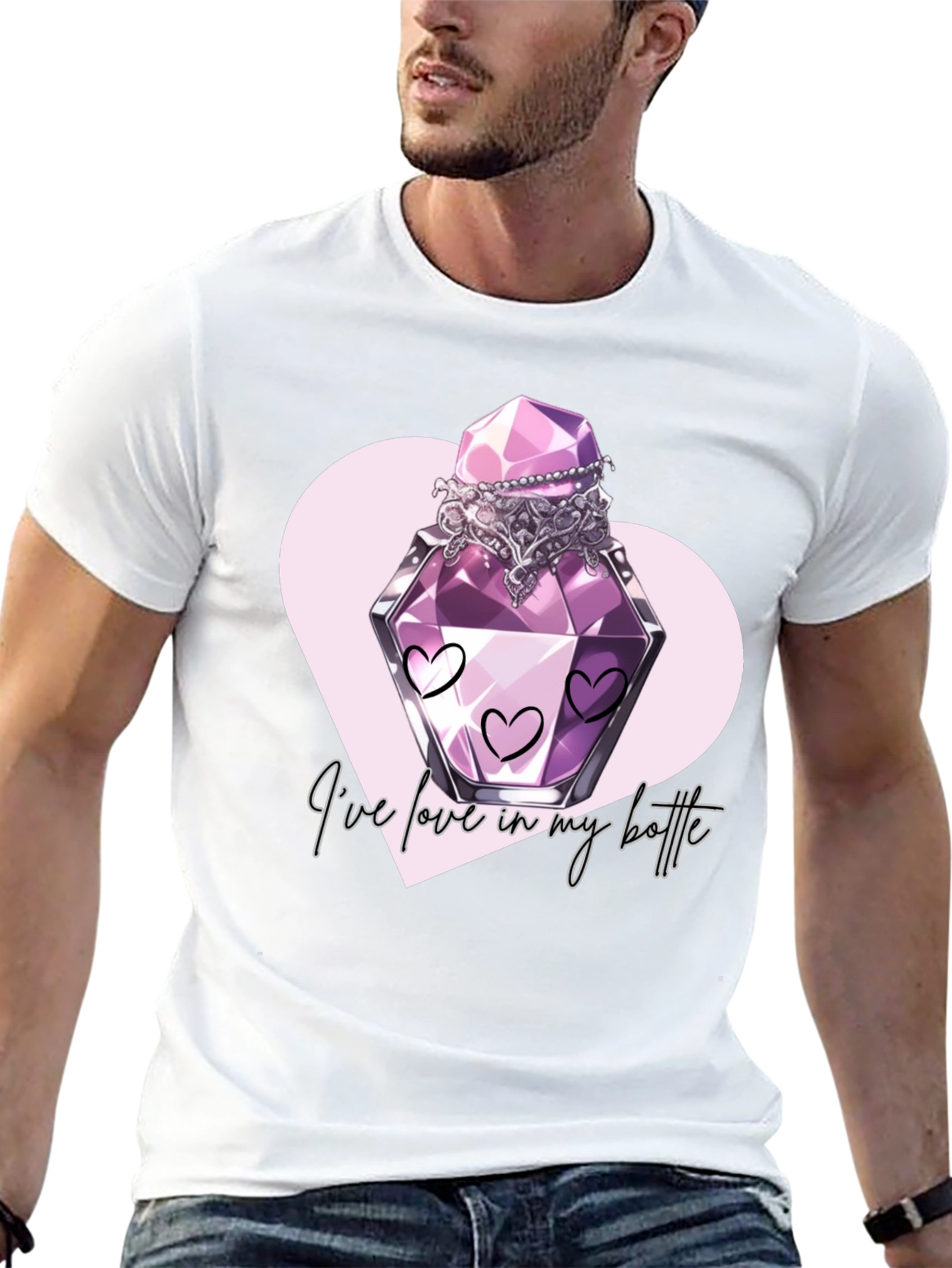 Love Potion T-Shirt - Romantic Heart Bottle Design