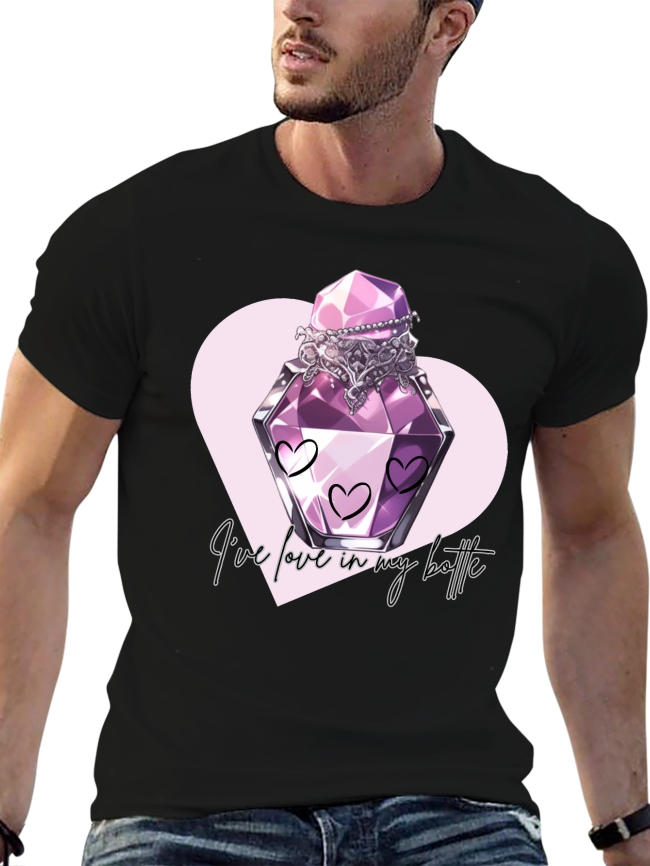 Love Potion T-Shirt - Romantic Heart Bottle Design