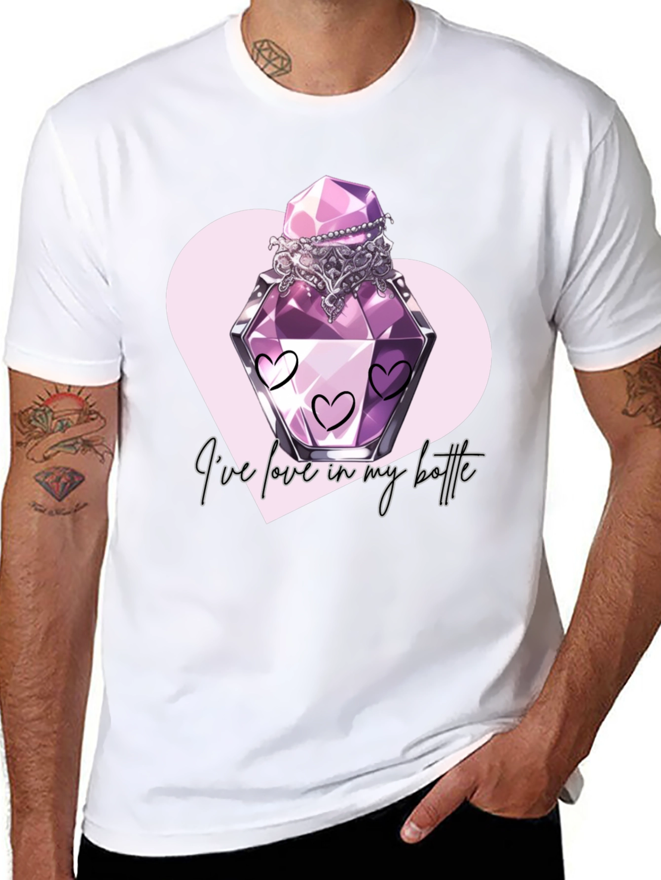 Love Potion T-Shirt - Romantic Heart Bottle Design