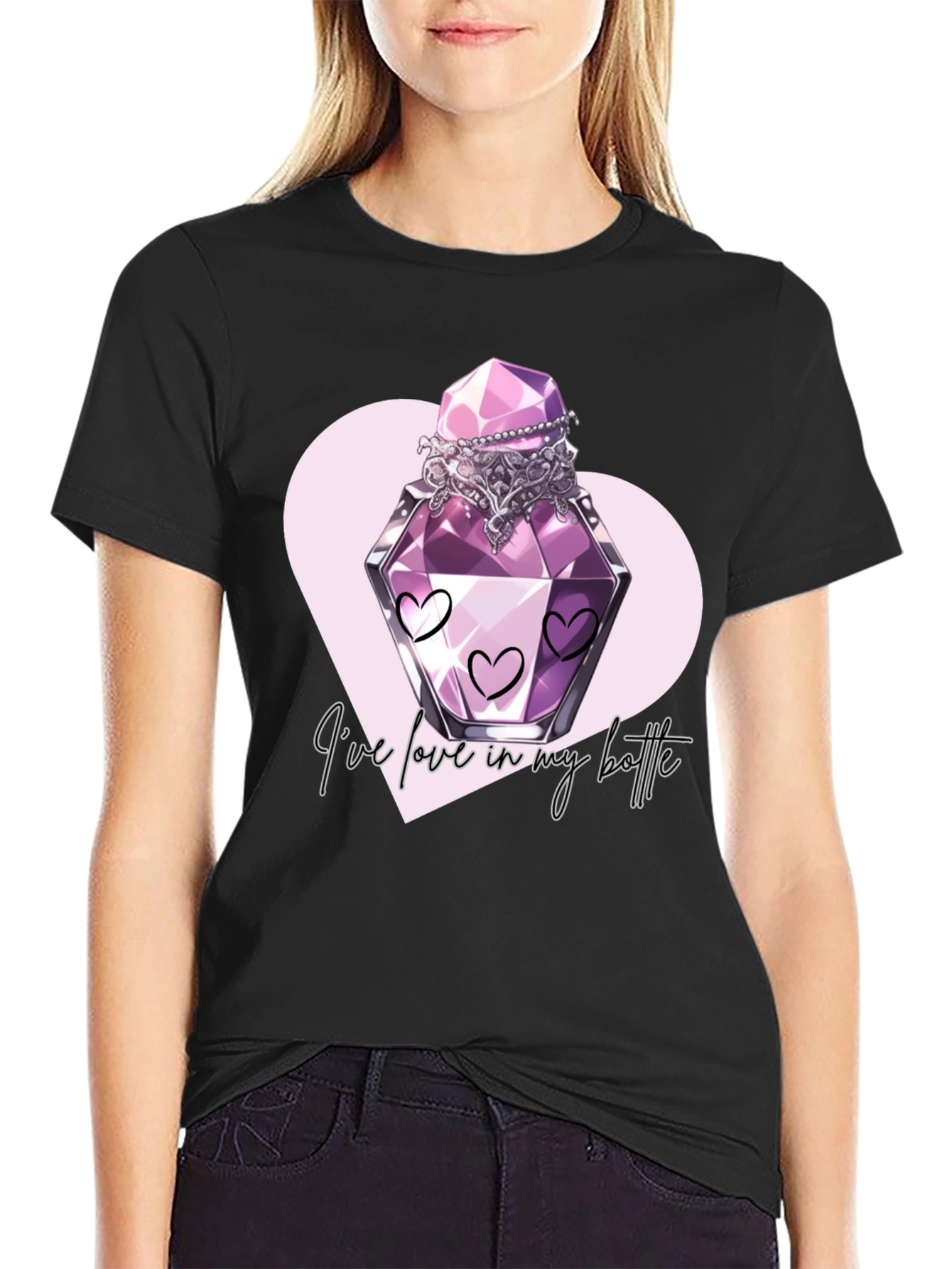 Love Potion T-Shirt - Romantic Heart Bottle Design