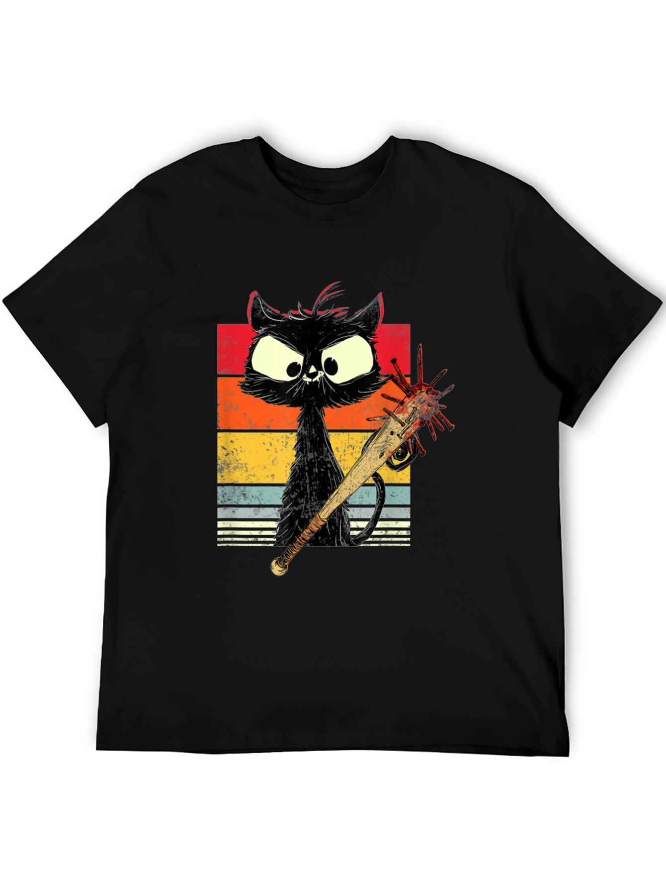 Zombie Cat Baseball Bat Graphic Tee