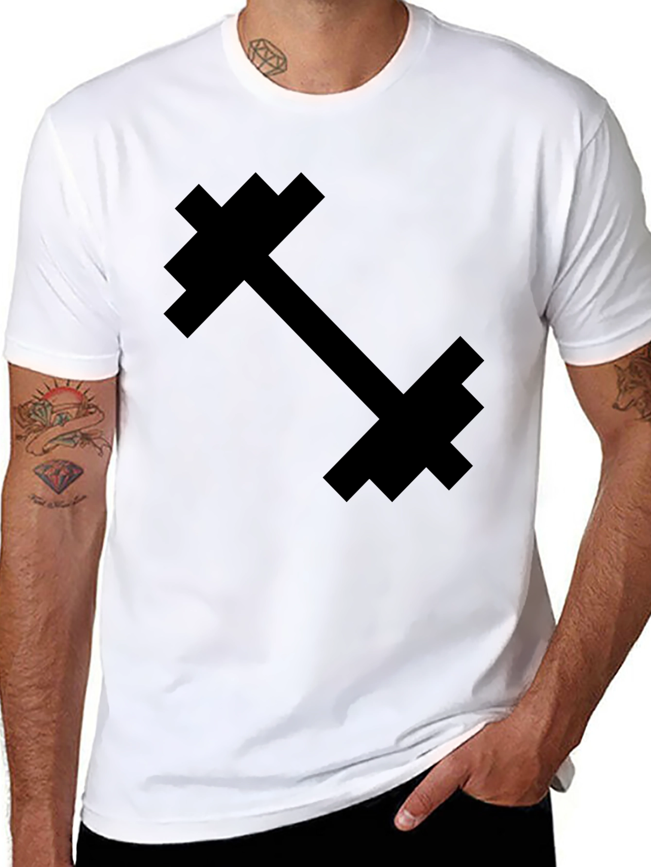 Pixel Dumbbell Graphic Tee - Black
