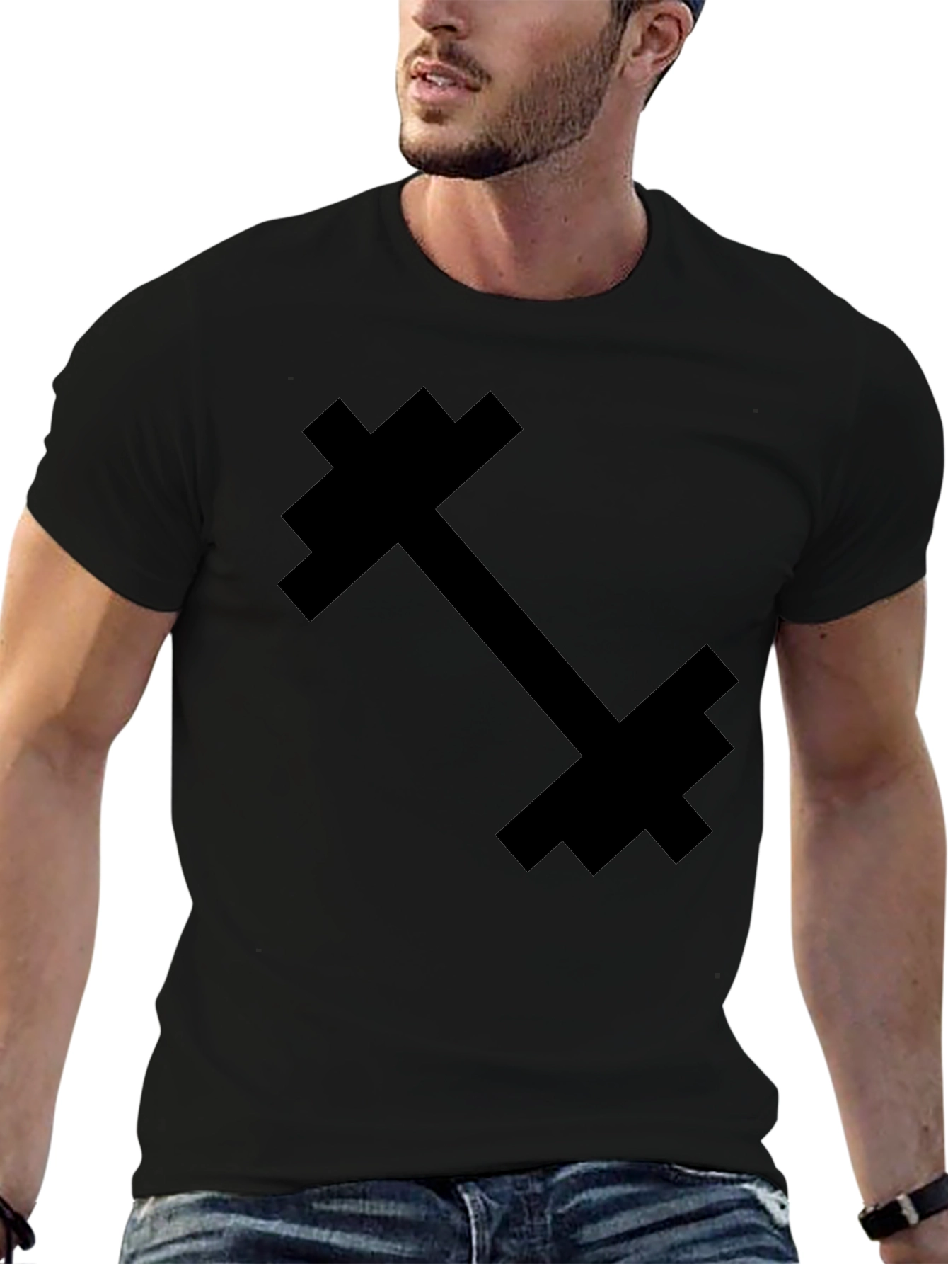 Pixel Dumbbell Graphic Tee - Black