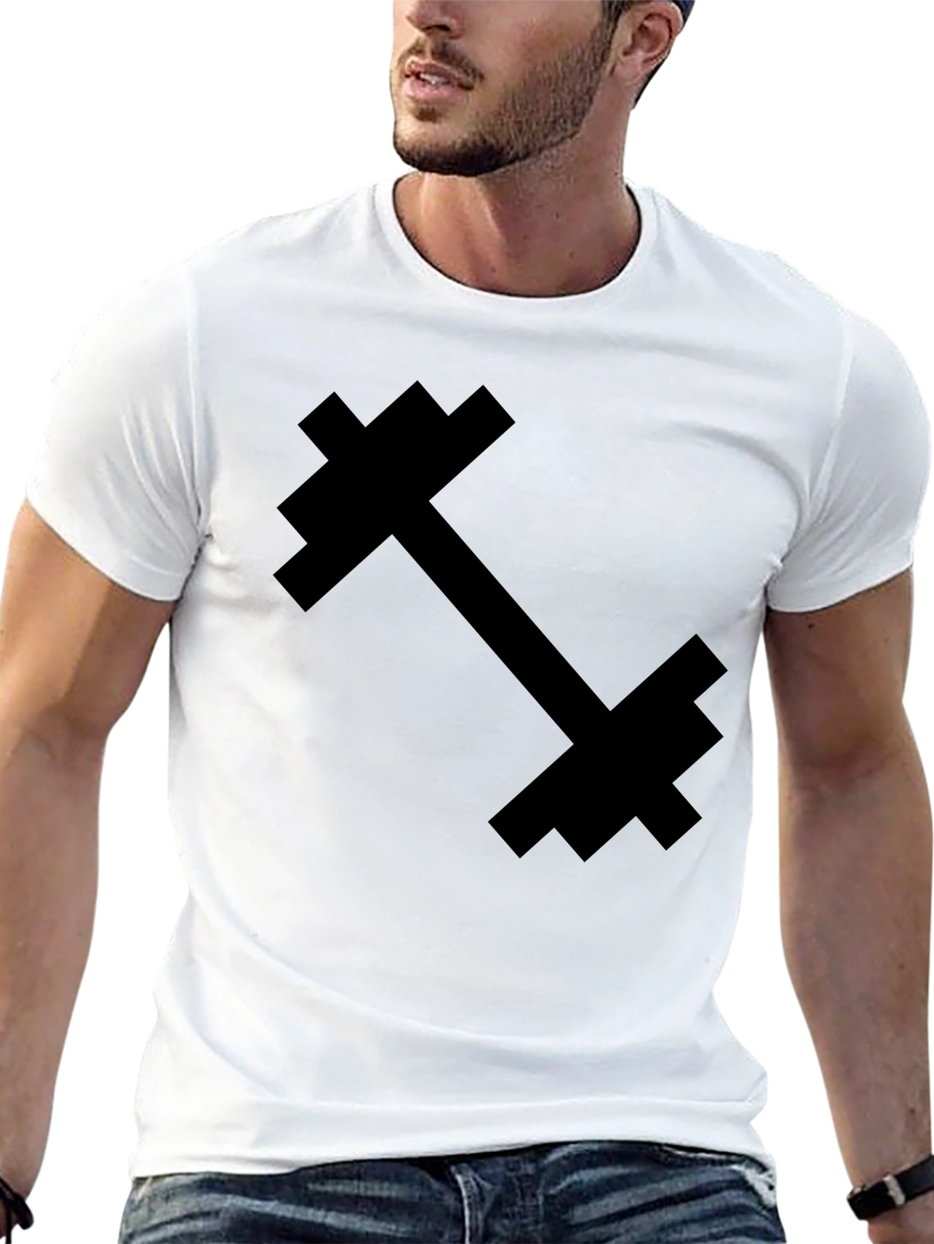 Pixel Dumbbell Graphic Tee - Black