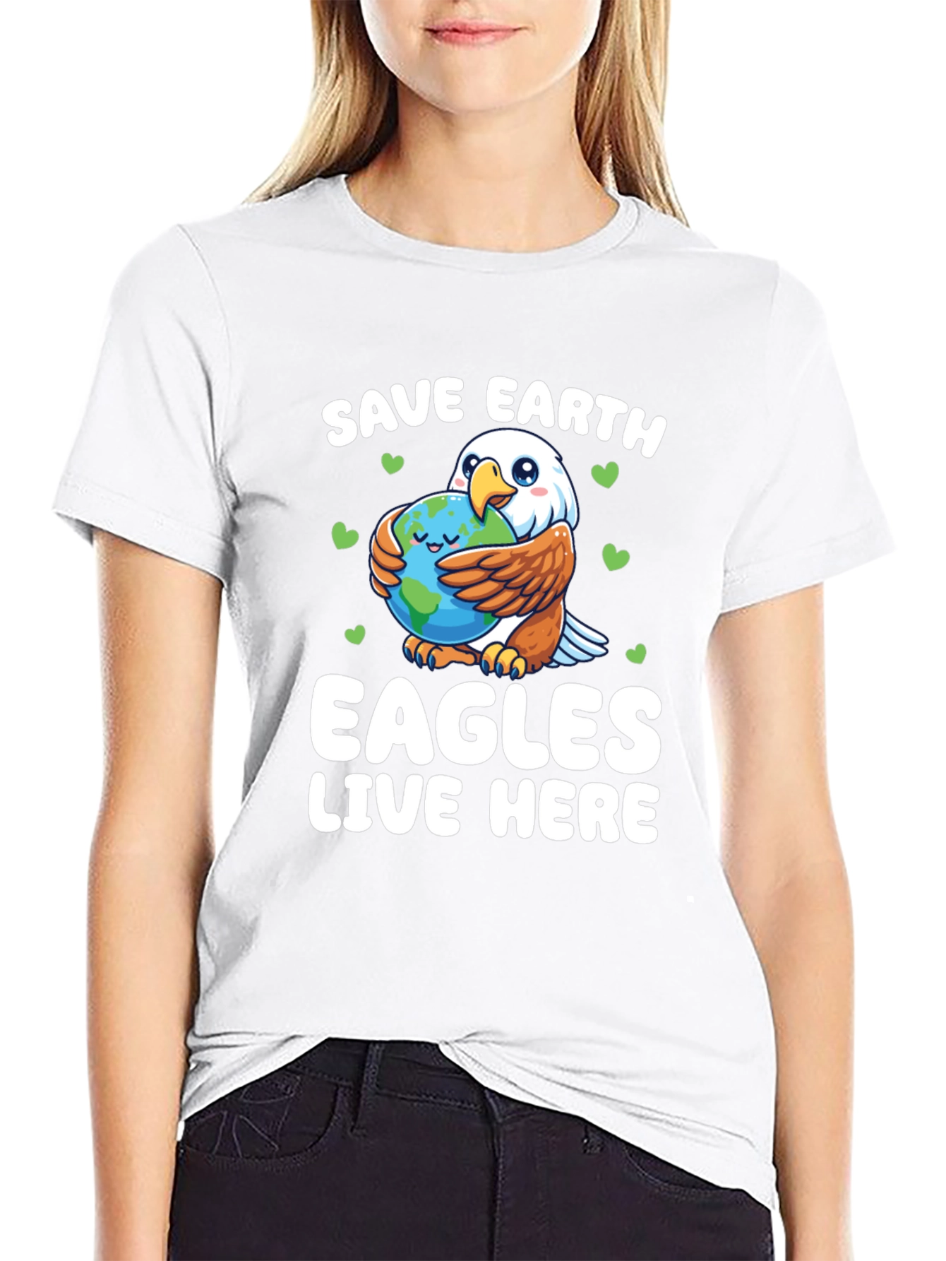 Save Earth Eagles Live Here Graphic T-Shirt