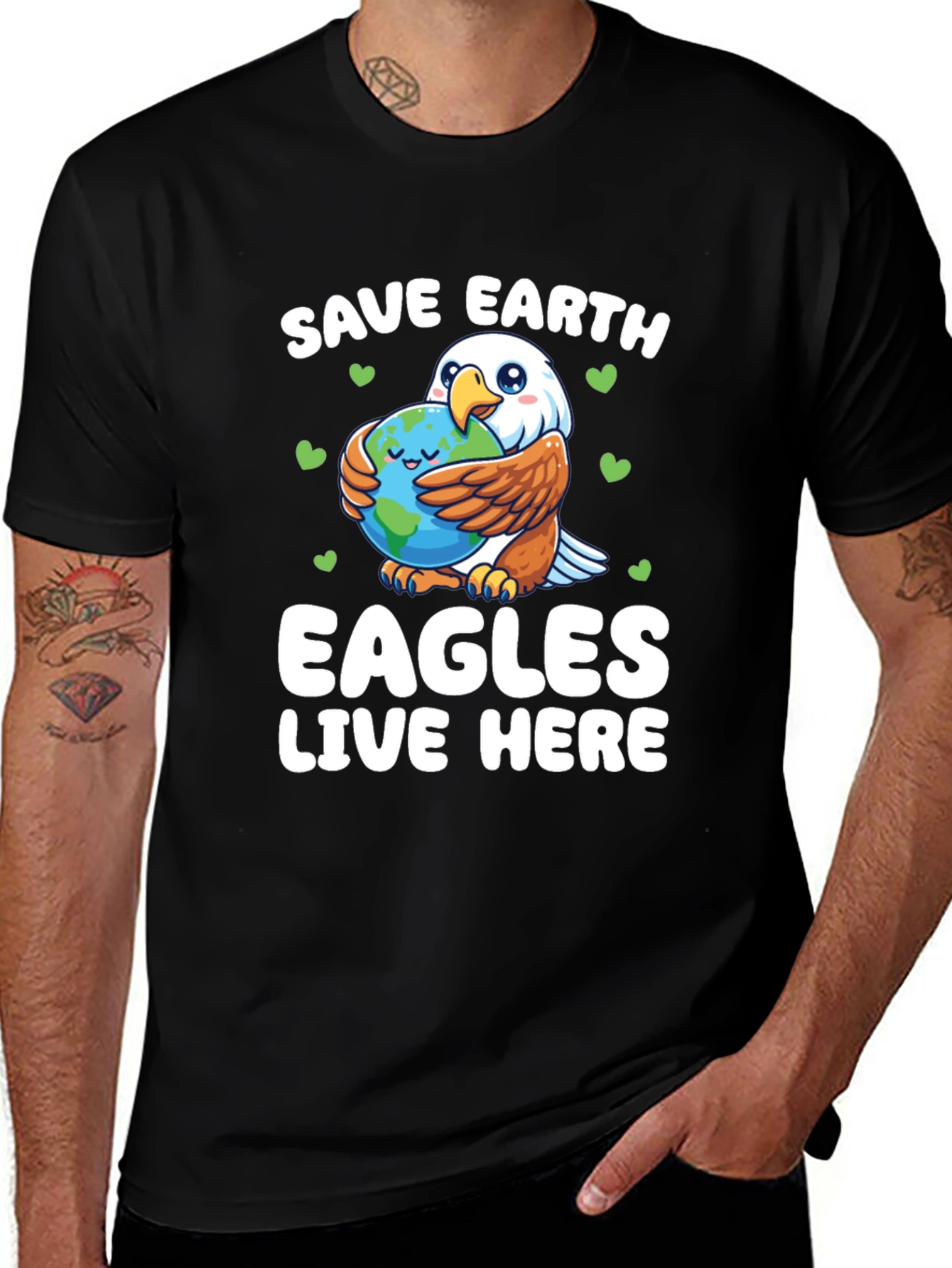 Save Earth Eagles Live Here Graphic T-Shirt