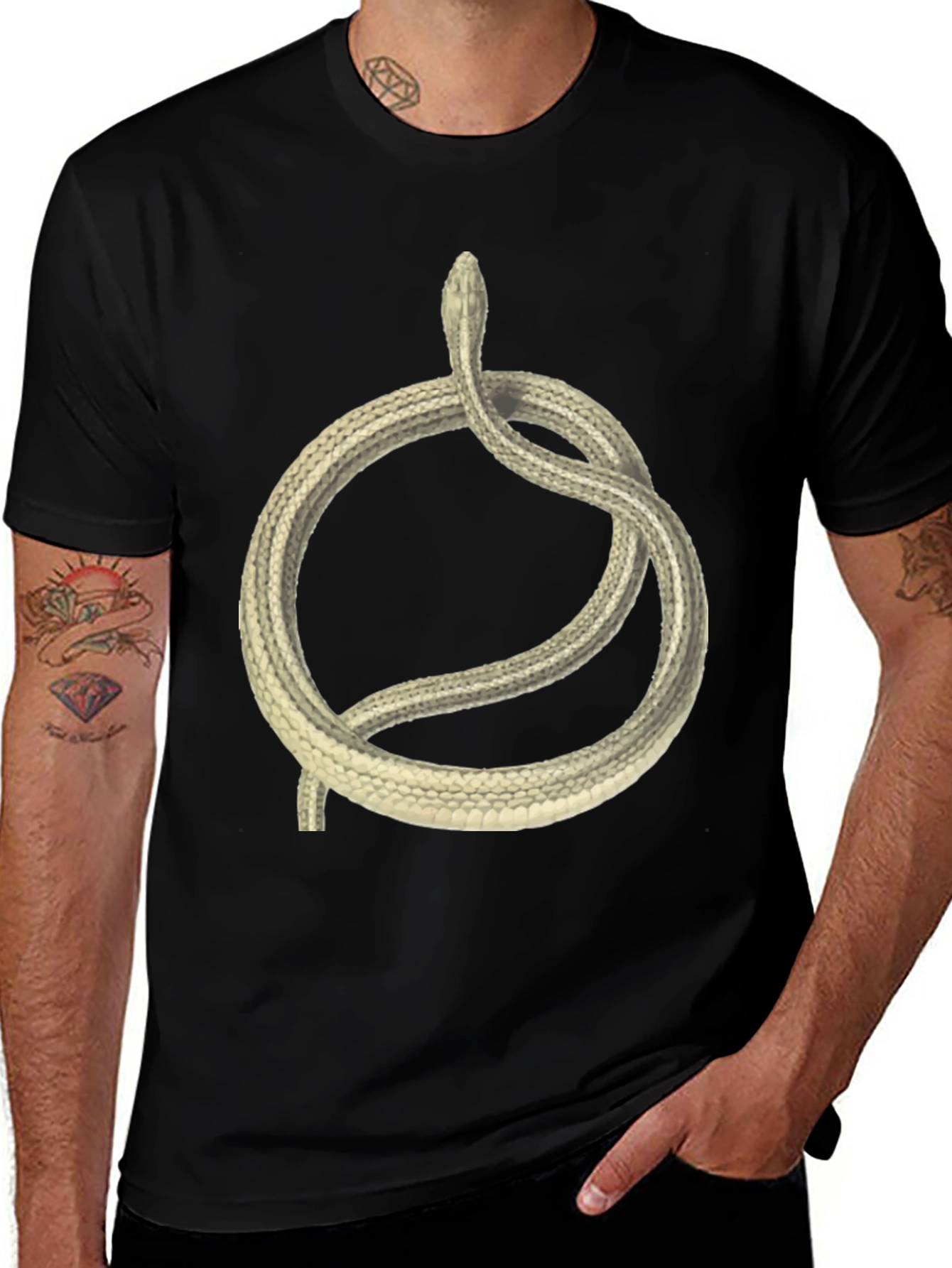 Ouroboros Snake Graphic Tee - Black Cotton T-Shirt