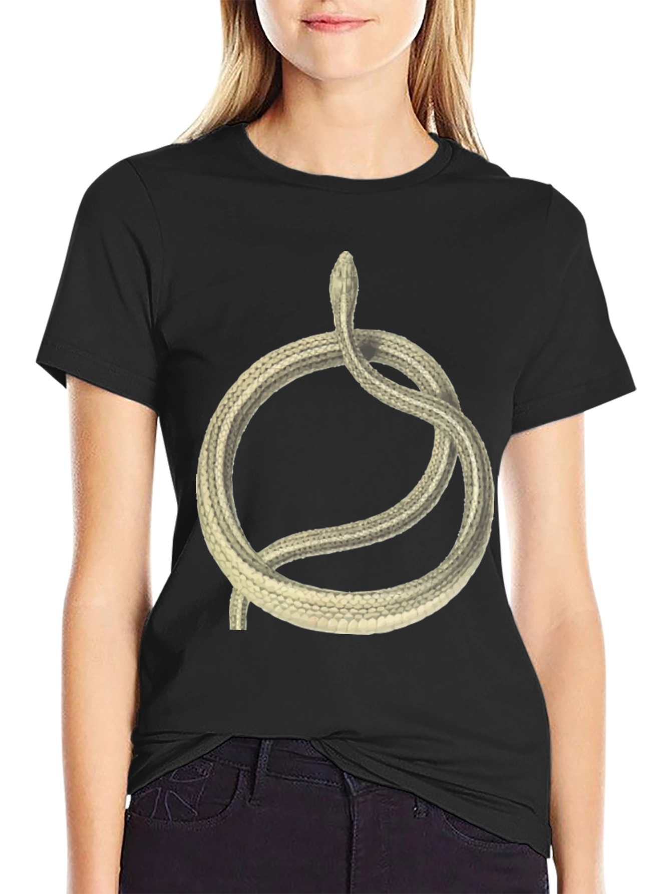 Ouroboros Snake Graphic Tee - Black Cotton T-Shirt