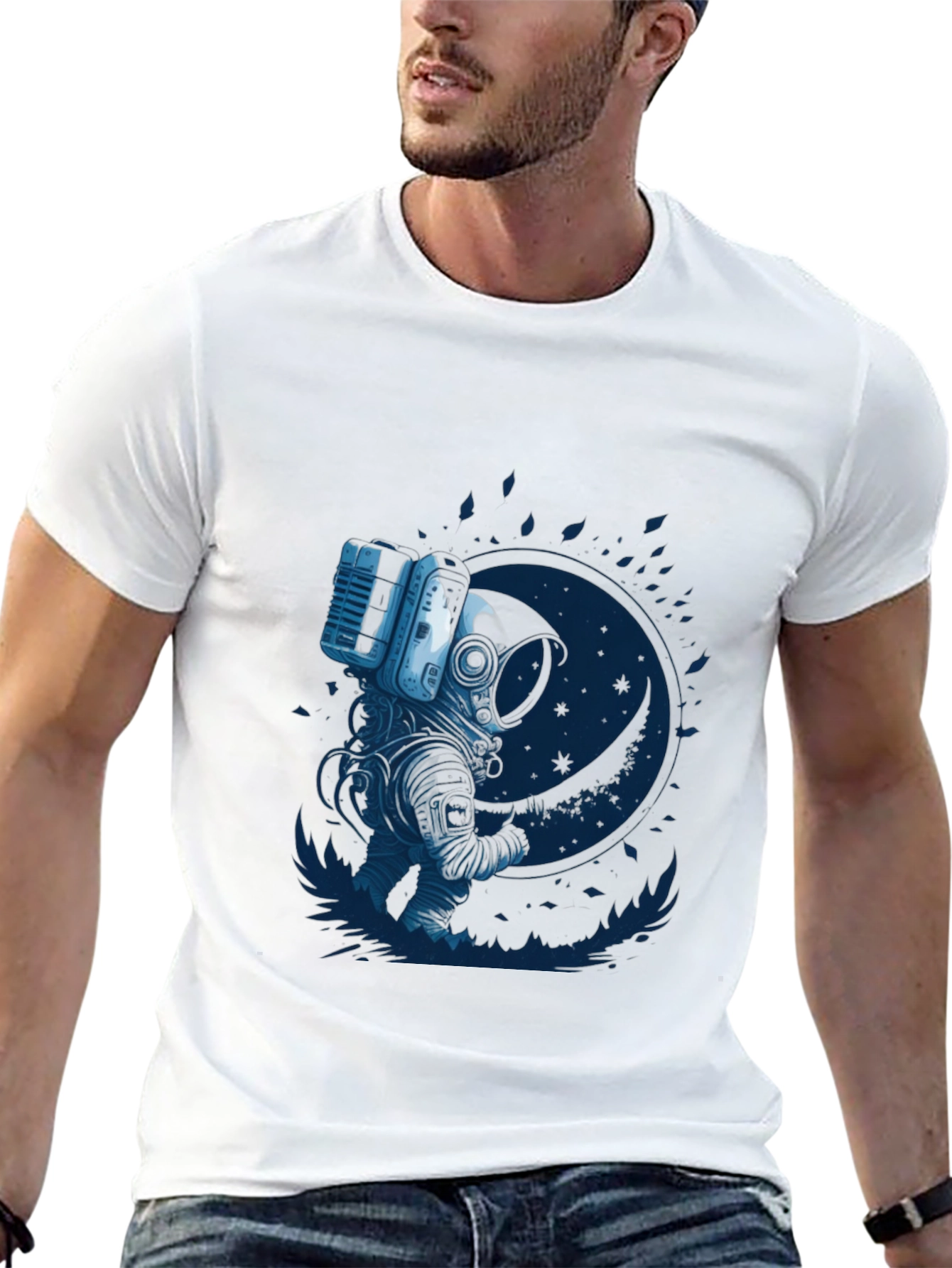 Astronaut Moon Graphic T-Shirt - Black