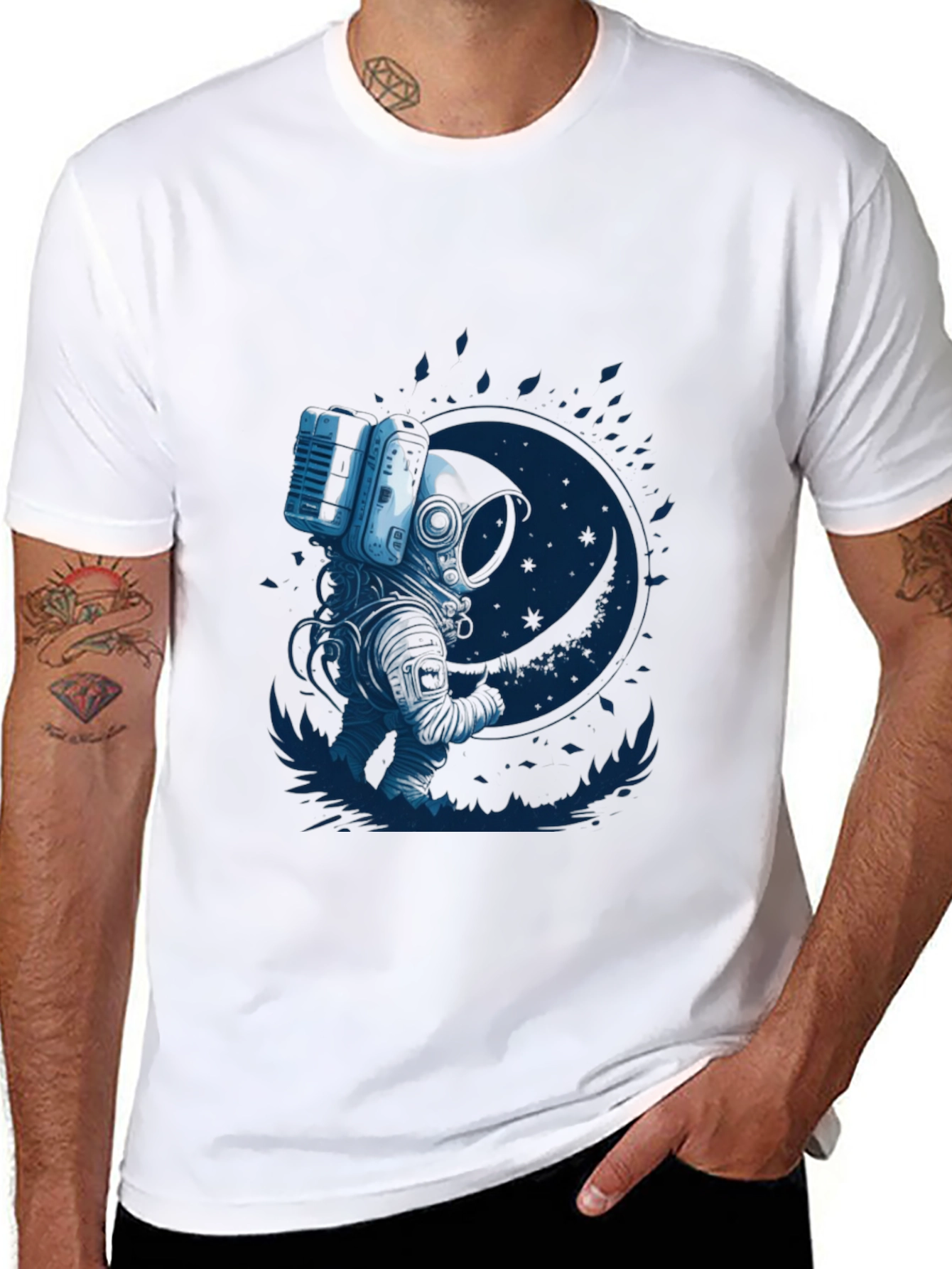Astronaut Moon Graphic T-Shirt - Black
