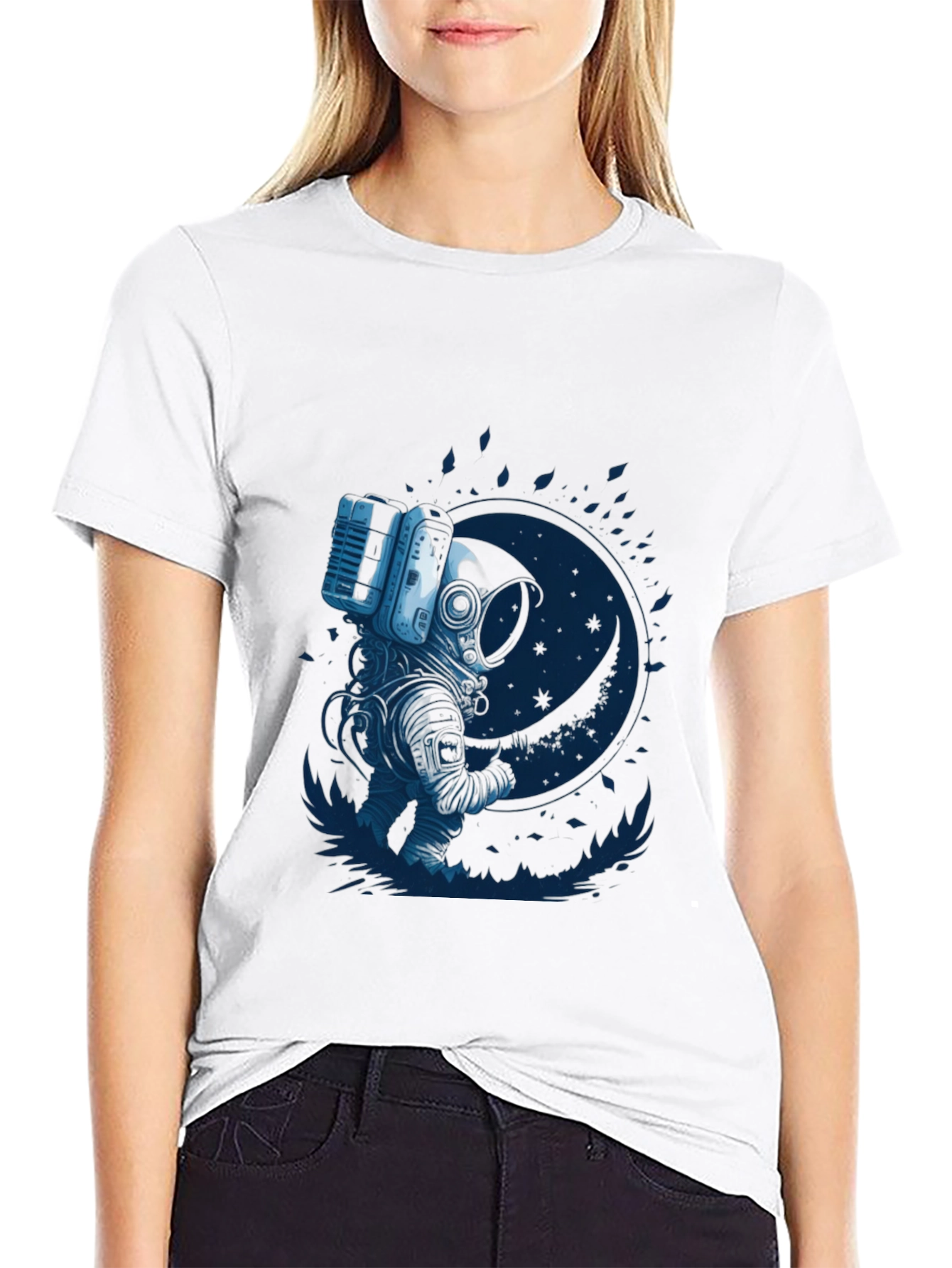 Astronaut Moon Graphic T-Shirt - Black