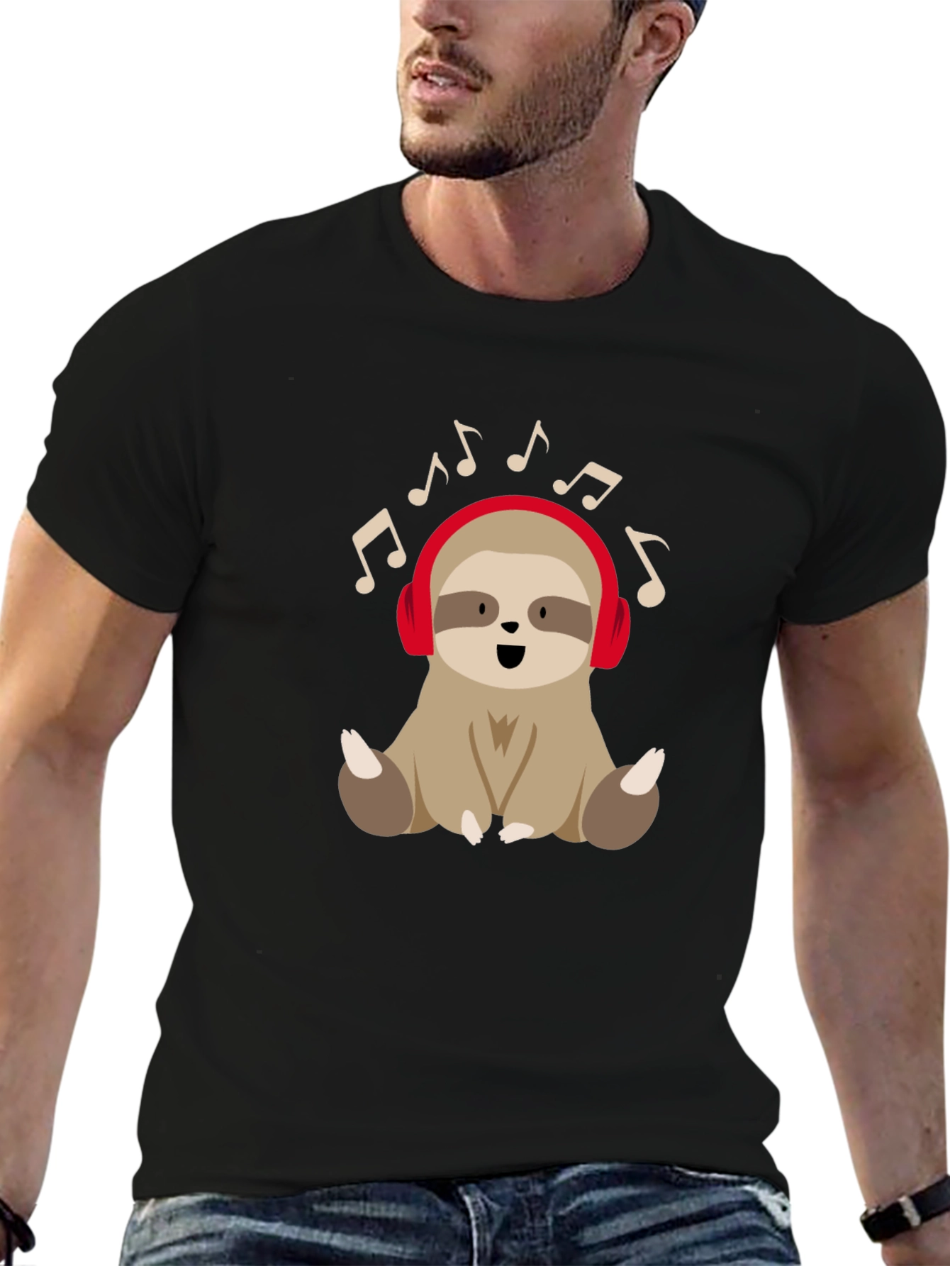 Sloth Music Lover T-Shirt - Cute Cartoon Design